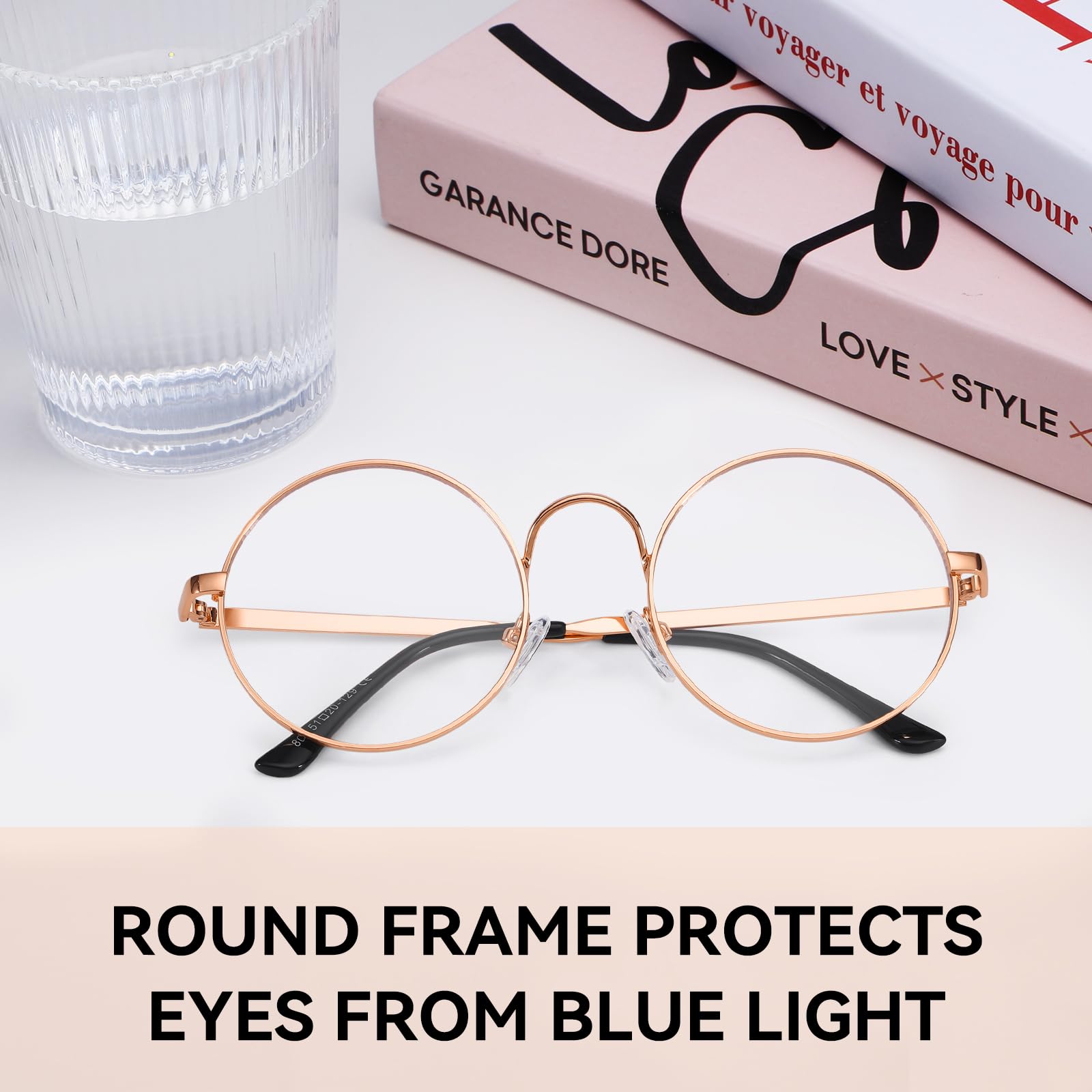 Dollger Retro Round Blue Light Blocking Glasses - Clear Lens Non-Prescription Eyewear for Men & Women - Metal Frame Vintage Style - Perfect for Computer Use, Reading & Screen Time Protection