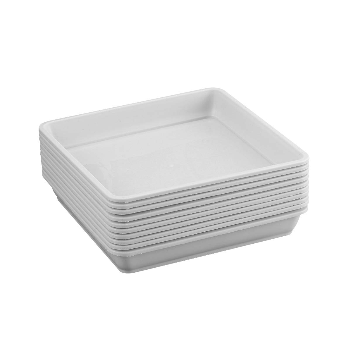 Yardwe 10-Pack 5.9 Inch Square Plastic Plant Saucers - Waterproof Drip Trays for Indoor/Outdoor Flower Pots - White Plant Pot Trays for Garden, Patio, Balcony & Home Decor