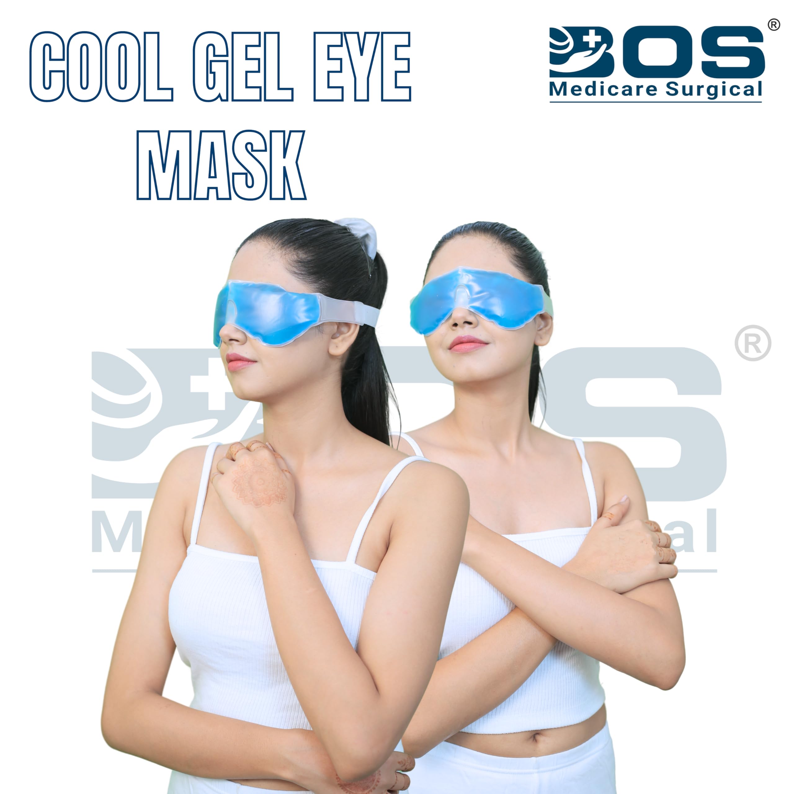 Bos Medicare Surgical Cool Gel Eye Mask - Ice Cooling Sleeping Mask for Dark Circles & Fatigue Relief - Reusable Eye Patches for Puffy Eyes & Eye Care - Perfect for Travel, Work & Relaxation