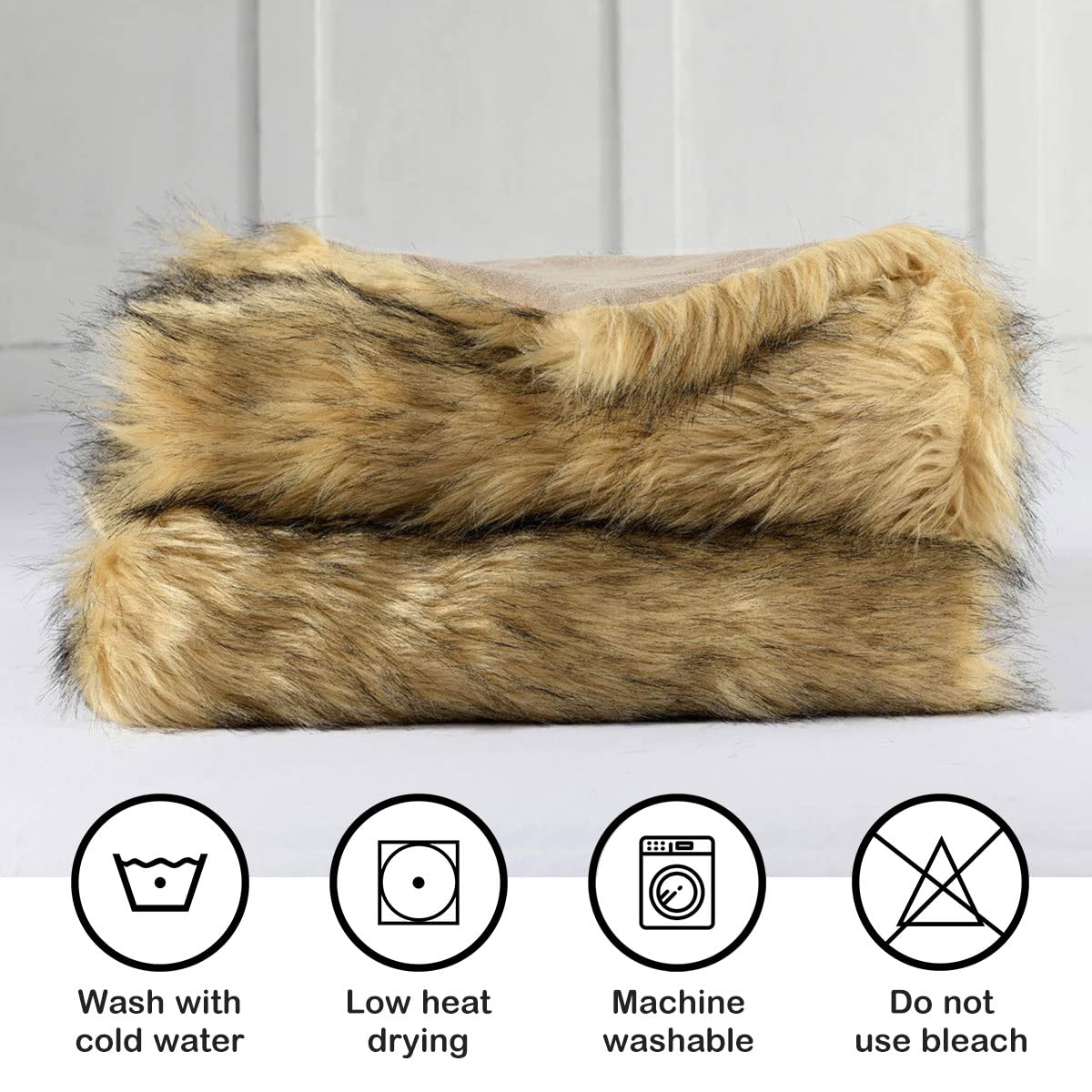 Luxury Plush Faux Fur Blanket - Queen Size 90