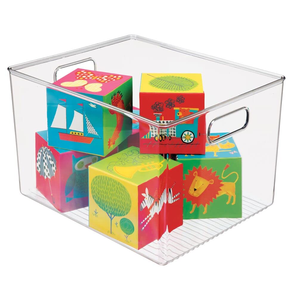 mDesign Clear Plastic Storage Organizer Bin - Cabinet, Counter & Drawer Organizer for Clothes, Toys, Linens & Household Essentials - Space-Saving Home Organization Solution for Bedroom, Bathroom & Kitchen Storage
