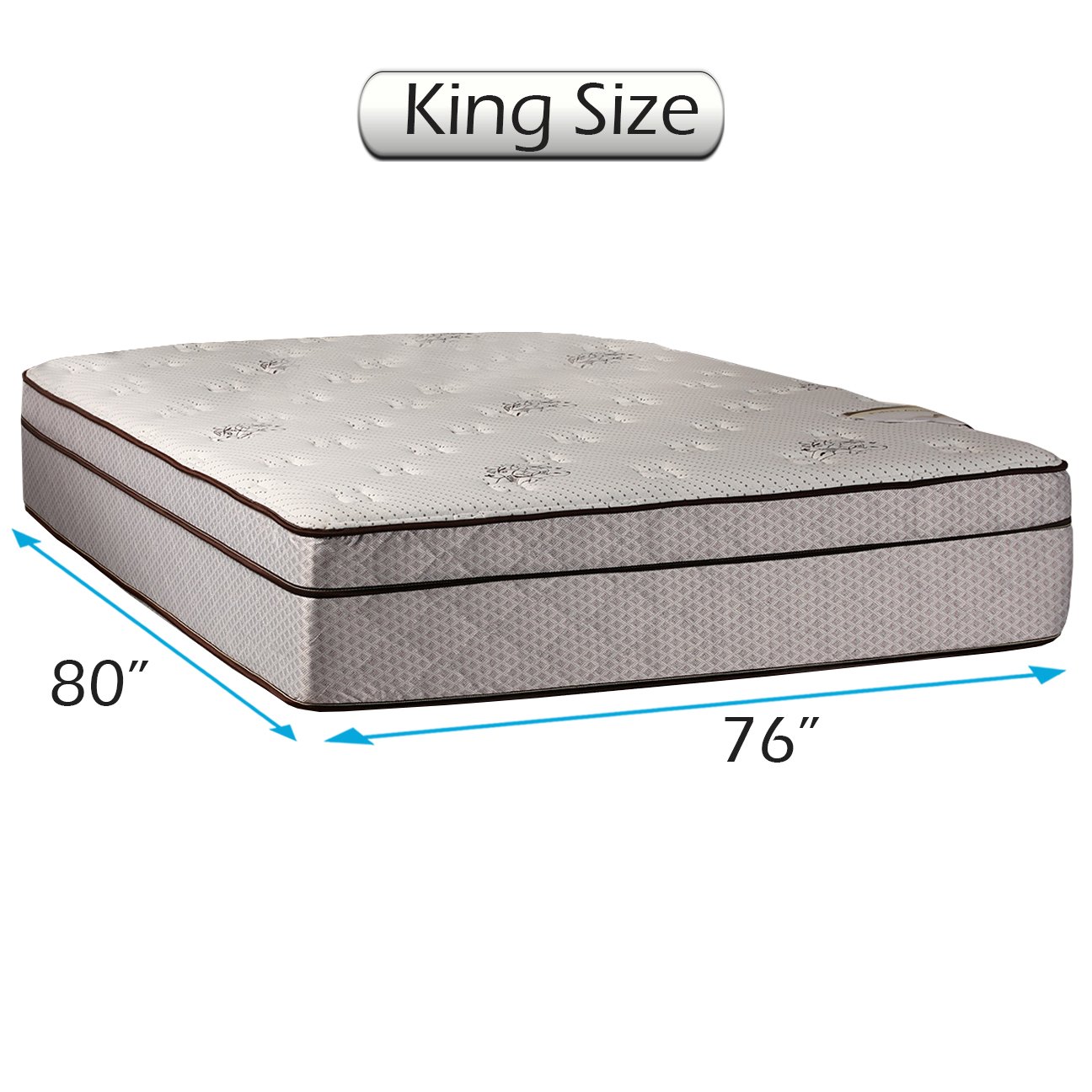 **Dream Solutions USA Dream Sleep Fifth Ave Pillowtop Plush Extra Soft Mattress - Orthopedic Support, Plush Knit Cover, King Size (76