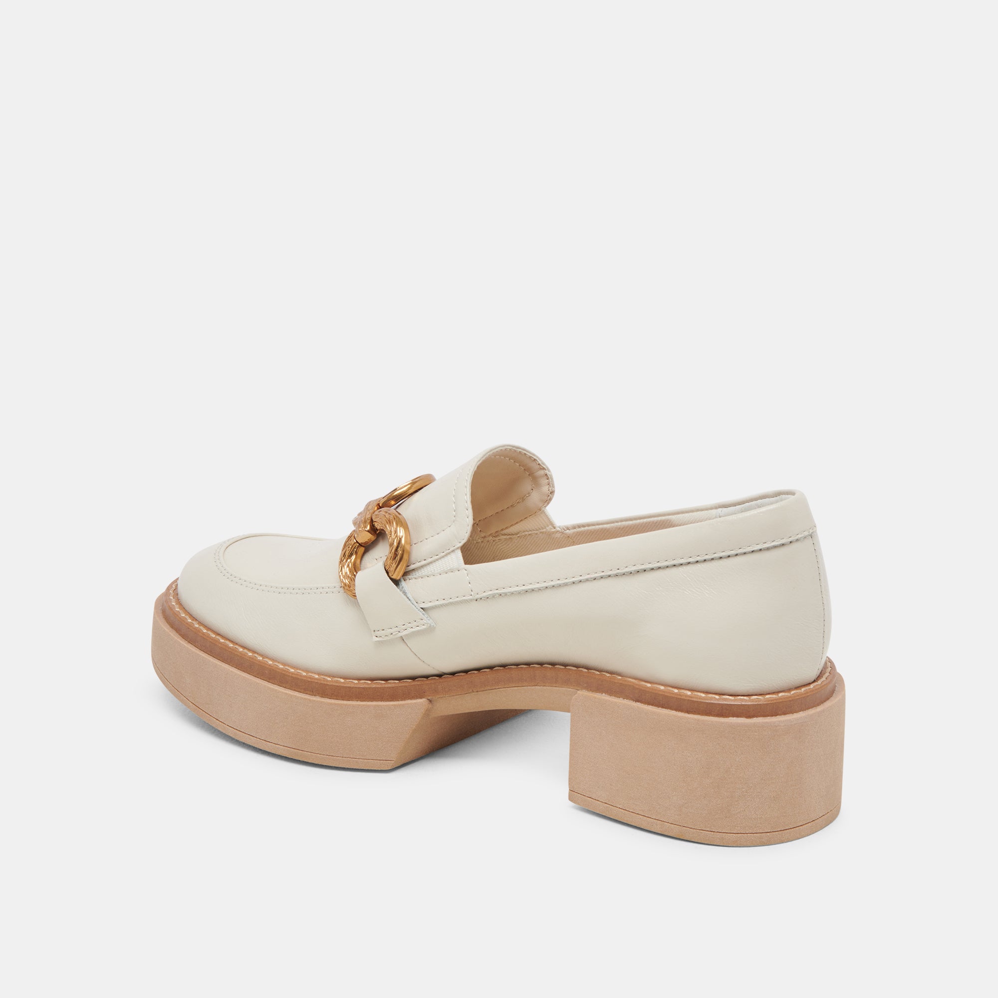 SHEENA Women's Loafers in Ivory Crinkle Patent Leather - Comfortable Slip-On Shoes for Work, Office & Casual Outfits