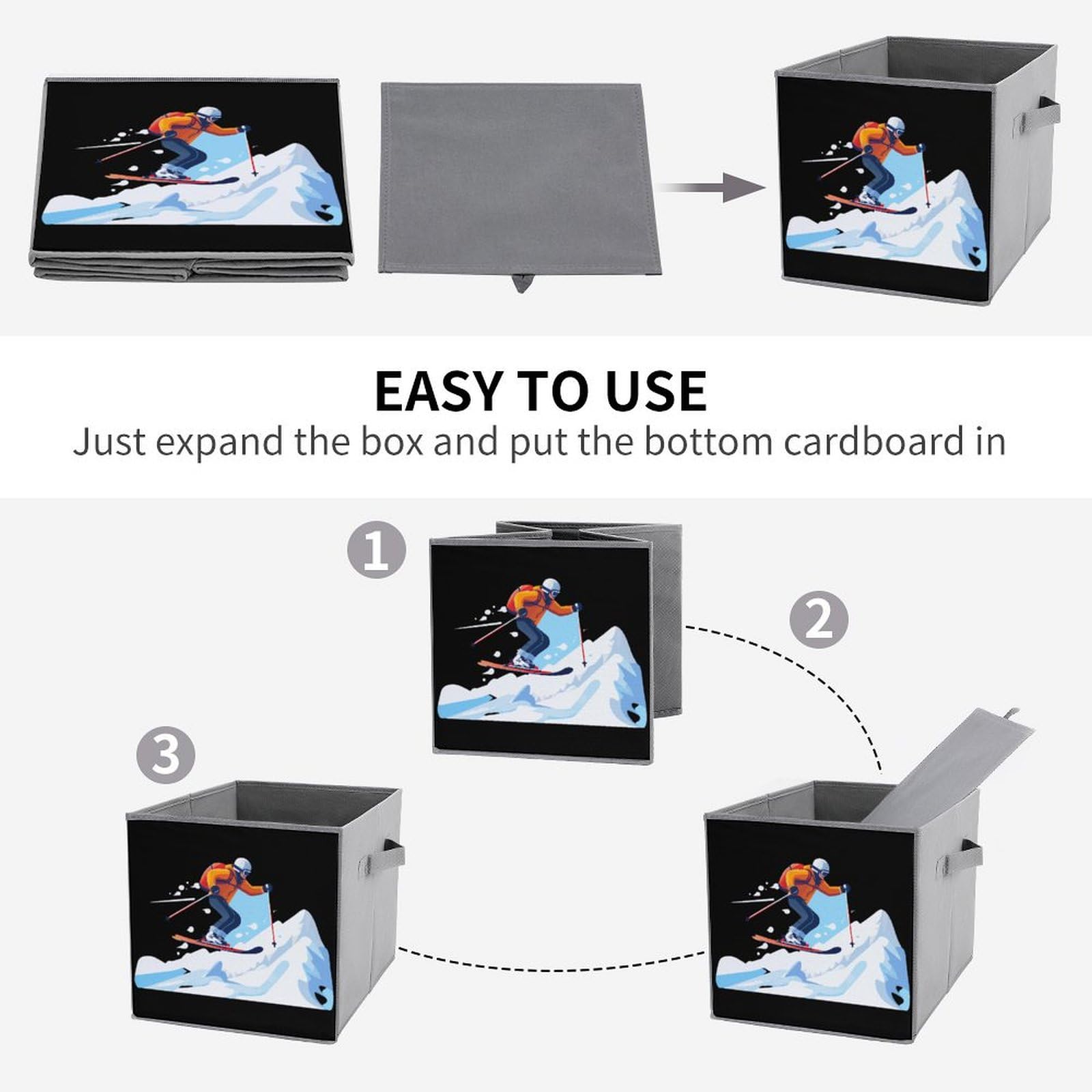 Foldable Ski Storage Cubes with Handles - 6PCS for Travel & Home Organization
