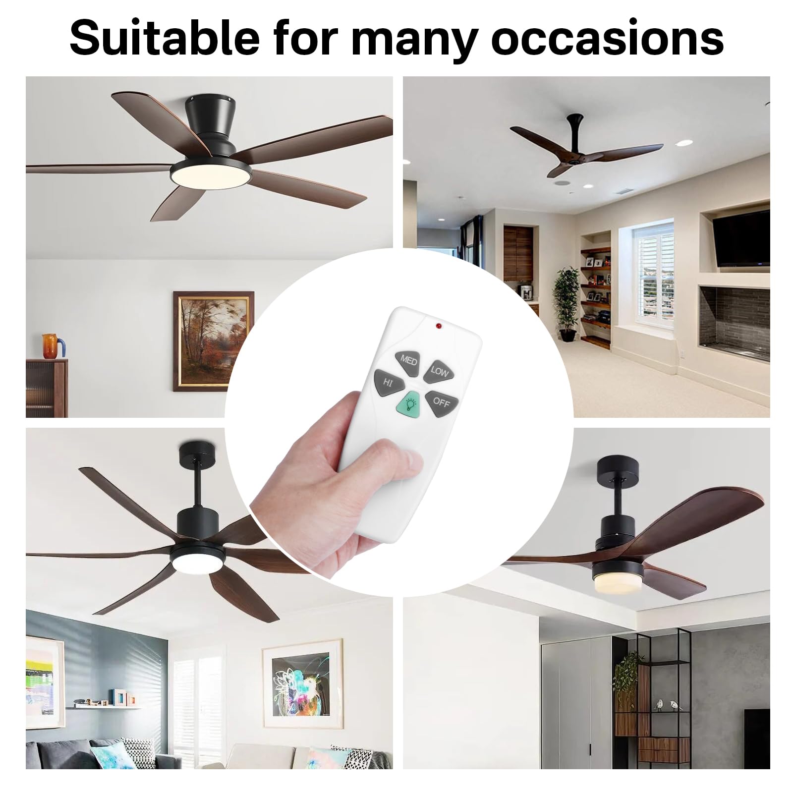 Hampton Bay Harbor Breeze Ceiling Fan Remote Control Replacement - Compatible with FAN-53T, L3HFAN11T, FAN-11T, L3HFAN35T1, Fan-HD KUJCE9103, FAN-35T, CHQ8BT7030T, CHQ7030T, UC7030T, 2AAZPFAN53T - Perfect for Living Room, Bedroom, and Office Use