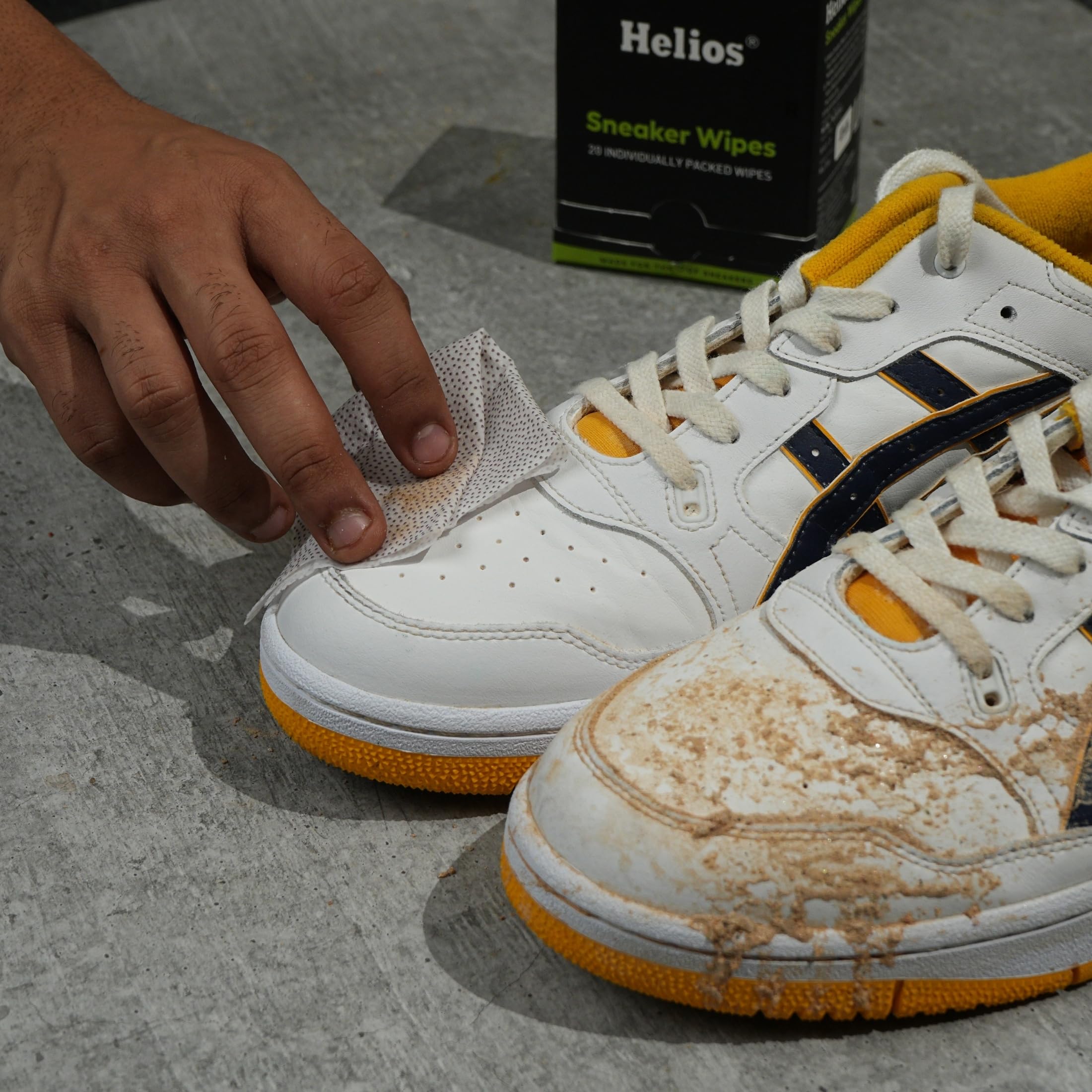 Helios Sneaker Wipes - Premium Shoe Cleaning Wipes for Sneakers & Shoes | Quickly Removes Dirt, Stains & Scuffs | Disposable & Convenient | Perfect for Gym Shoes, White Sneakers & Daily Shoe Care