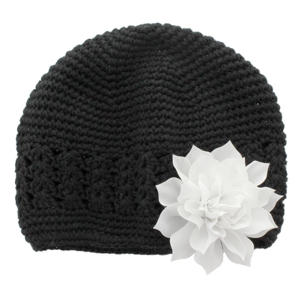 Lello Infant Baby Girl's Crochet Beanie Hat with Flower - Soft & Stylish Winter Knit Hat for Newborns, Toddlers - Perfect for Photo Shoots, Outdoor Play & Special Occasions