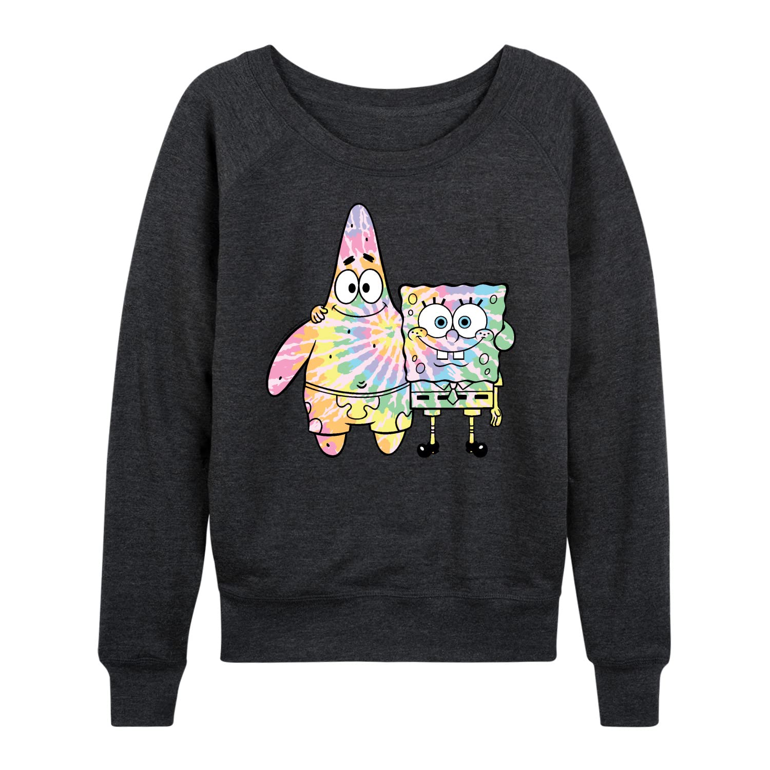 SpongeBob and Patrick Tie Dye Women's Lightweight French Terry Pullover Hoodie | Soft Casual Sweatshirt for Women | Perfect for Lounge Wear, Street Fashion & Anime Fans