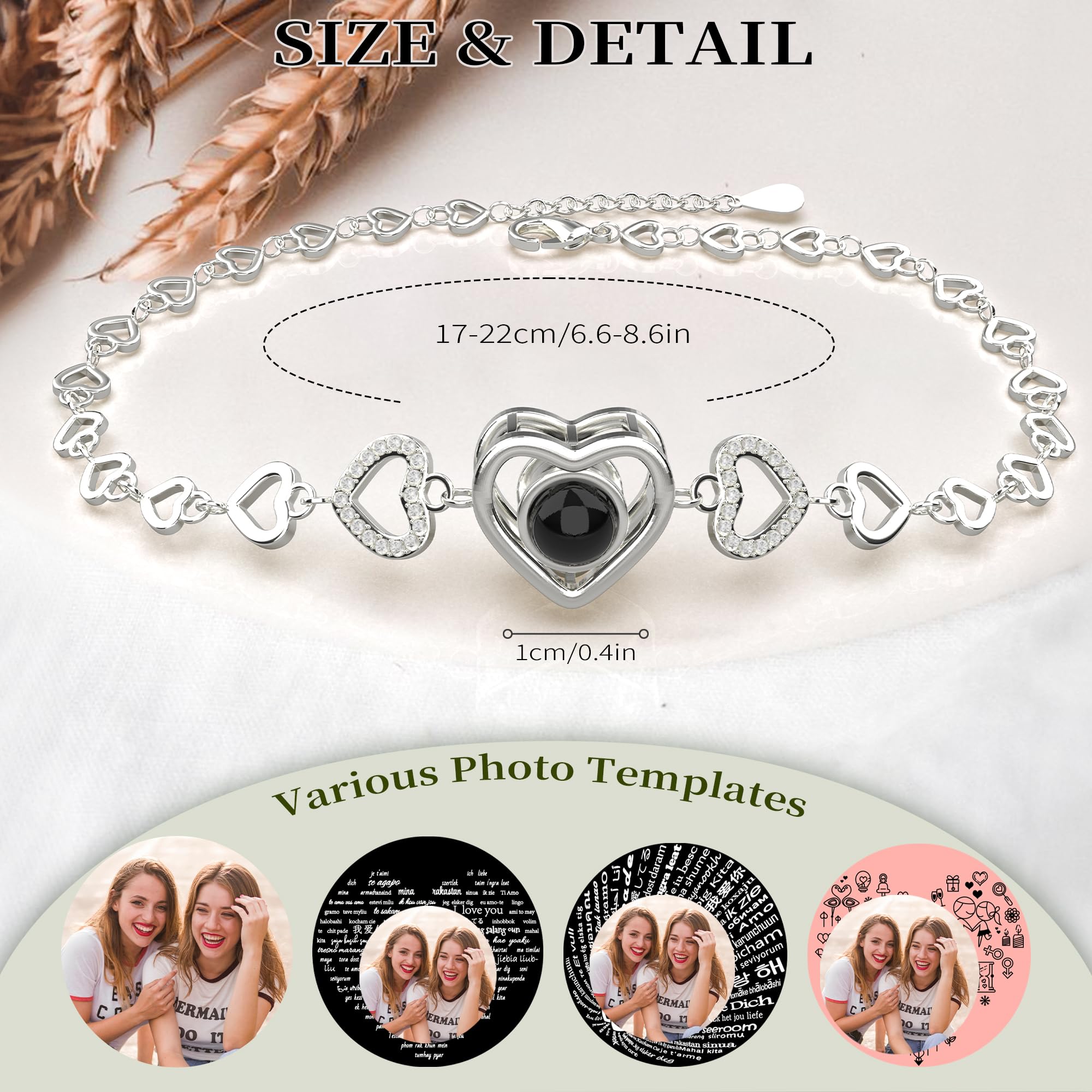 Personalized Photo Bracelet for Women - Custom Engraved Picture Projection Jewelry - Unique Mother's Day, Anniversary, Birthday Gift for Mom, Wife, Girlfriend, Best Friend - Perfect for Weddings, Memorials, Special Occasions
