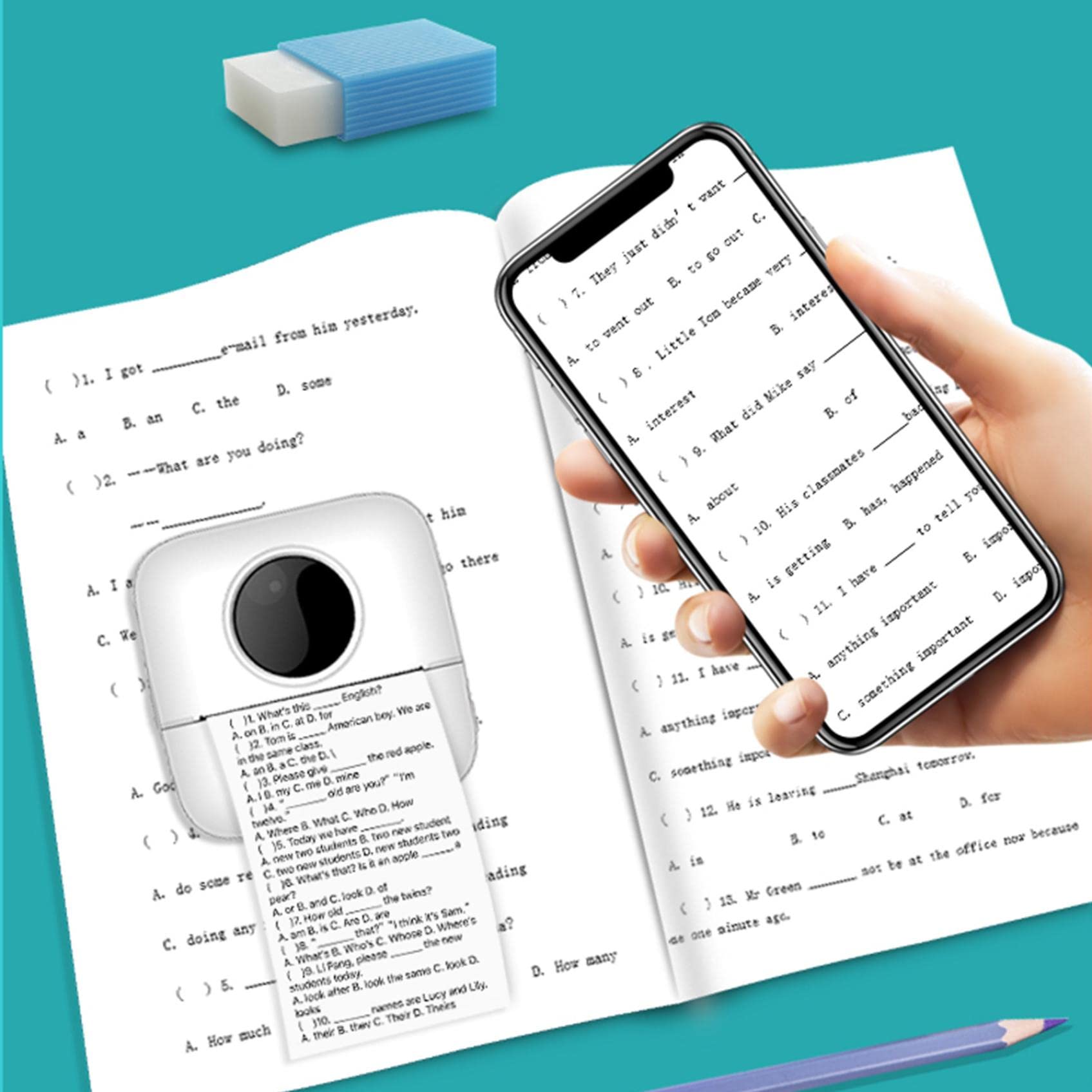 Hopeg Mini Wireless Bluetooth Thermal Printer - Portable Pocket Sticker & Receipt Printer for iOS & Android | Print Photos, Notes & Labels On-The-Go | Perfect for Home, Office, Travel & School Organization