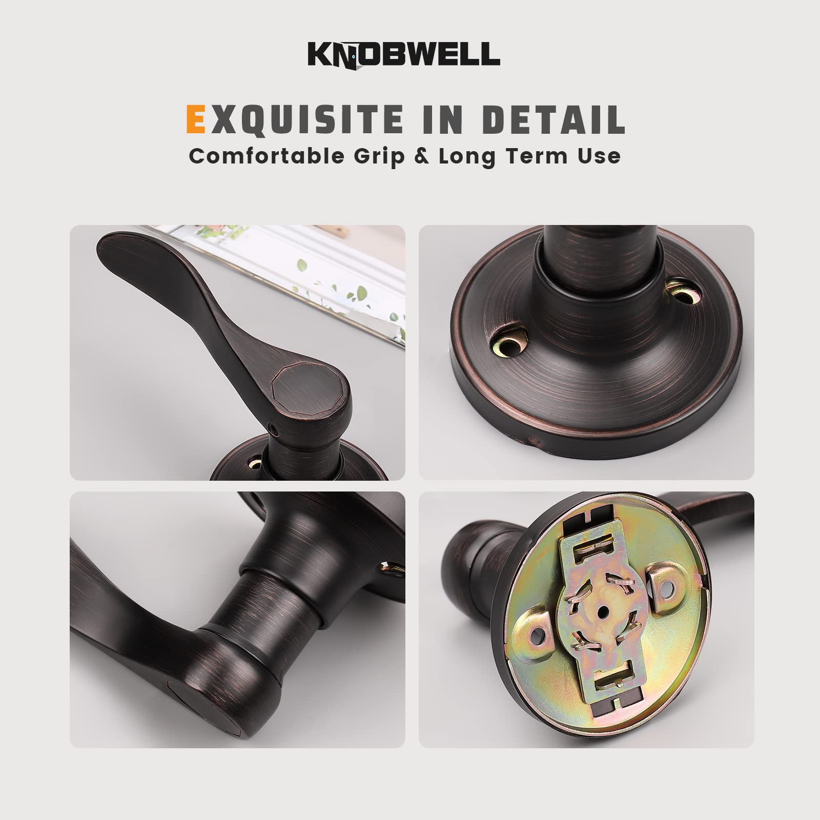 KNOBWELL 2 Pack Bronze Dummy Lever Door Handles - Interior Closet Door Knobs with Levers, Left Hand (No Lock/Latch) - Perfect for Bedrooms, Bathrooms & Closet Doors