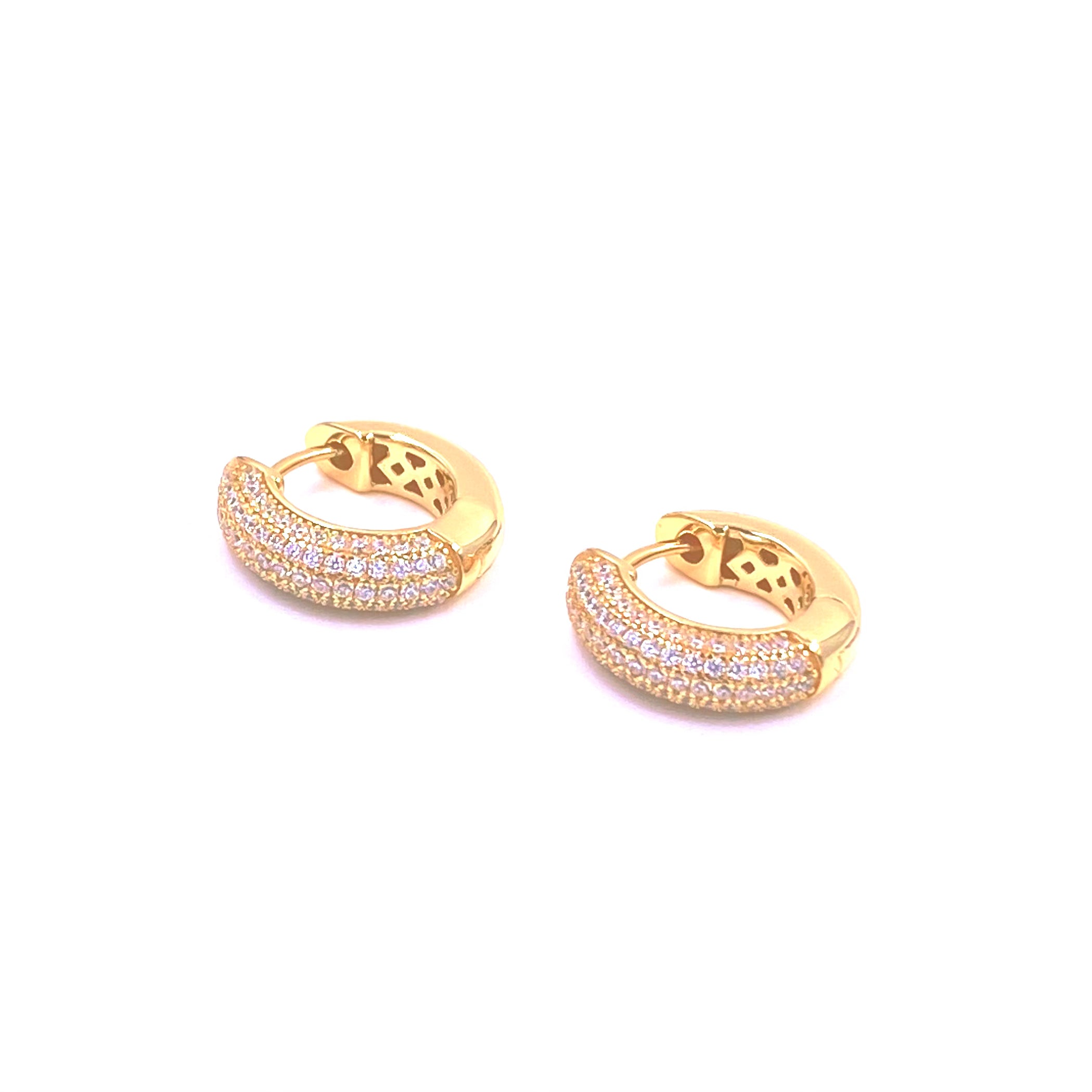 Sterling Silver Gold Plated CZ Hoop Earrings with Bead Set - Elegant Jewelry for Women | Perfect for Parties, Weddings & Everyday Wear
