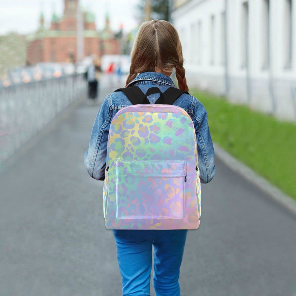 Lightweight Rainbow Leopard Print Backpack - Waterproof Travel Rucksack for School, College Students & Teens | Perfect for Daily Commute, Outdoor Adventures & Travel