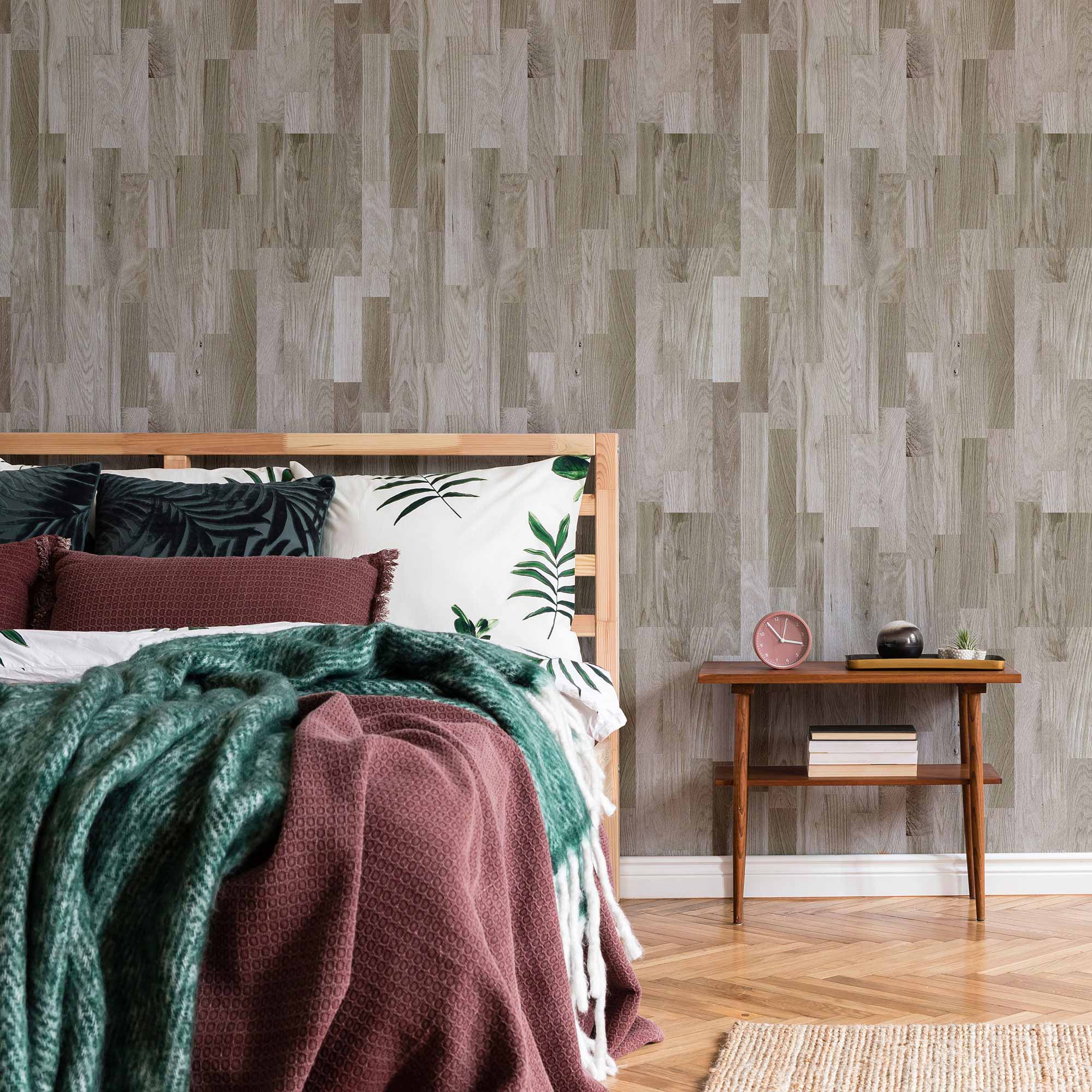 Brown Wood Peel and Stick Removable Wallpaper - Self-Adhesive Decorative Wall Covering for Bedroom, Living Room, Office - Easy to Install & Remove (Style 6756)