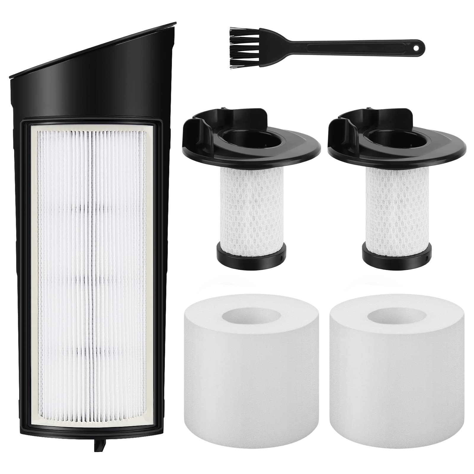 Shark ICZ362H IC160 IC162 Vacuum Filter Replacement Kit - 2 Foam Filters, 2 Pre-Motor Filters, 1 HEPA Filter & 1 Brush for Shark Vertex Pro Powered Lift-Away Cordless Vacuum Cleaner Accessories - Perfect for Home Cleaning, Pet Hair Removal & Allergen Reduction