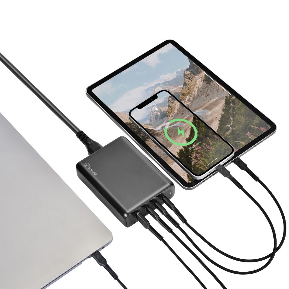 Bonelk 240W Fast Charging Station with 3 USB-C Ports & 1 USB-A Port - Power Multiple Devices Simultaneously for Home, Office, and Travel Use