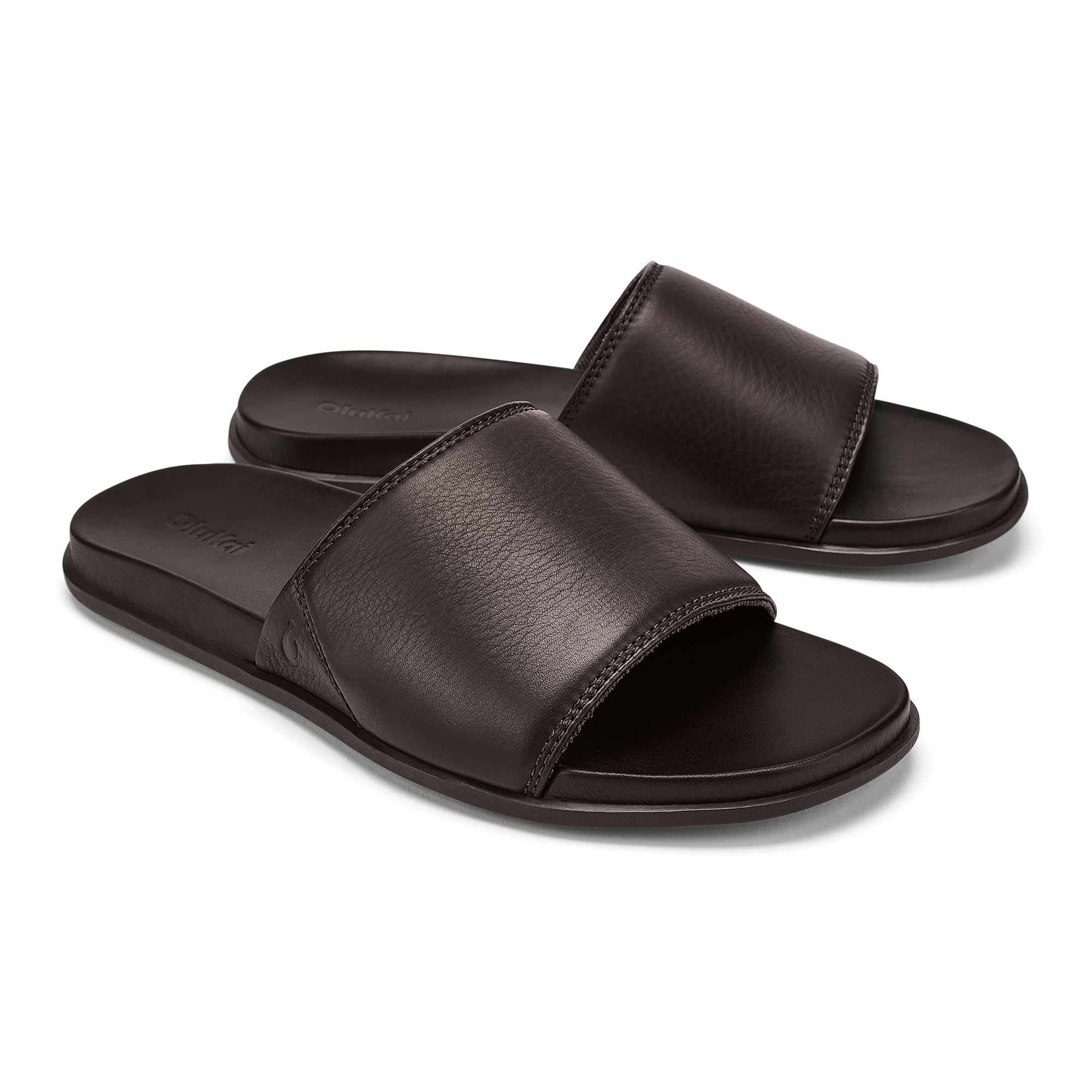 Olali Slide Sandals - Dark Java Brown Leather Slides for Women & Men | Comfortable Casual & Beach Wear | Perfect for Summer, Vacation, and Relaxing at Home