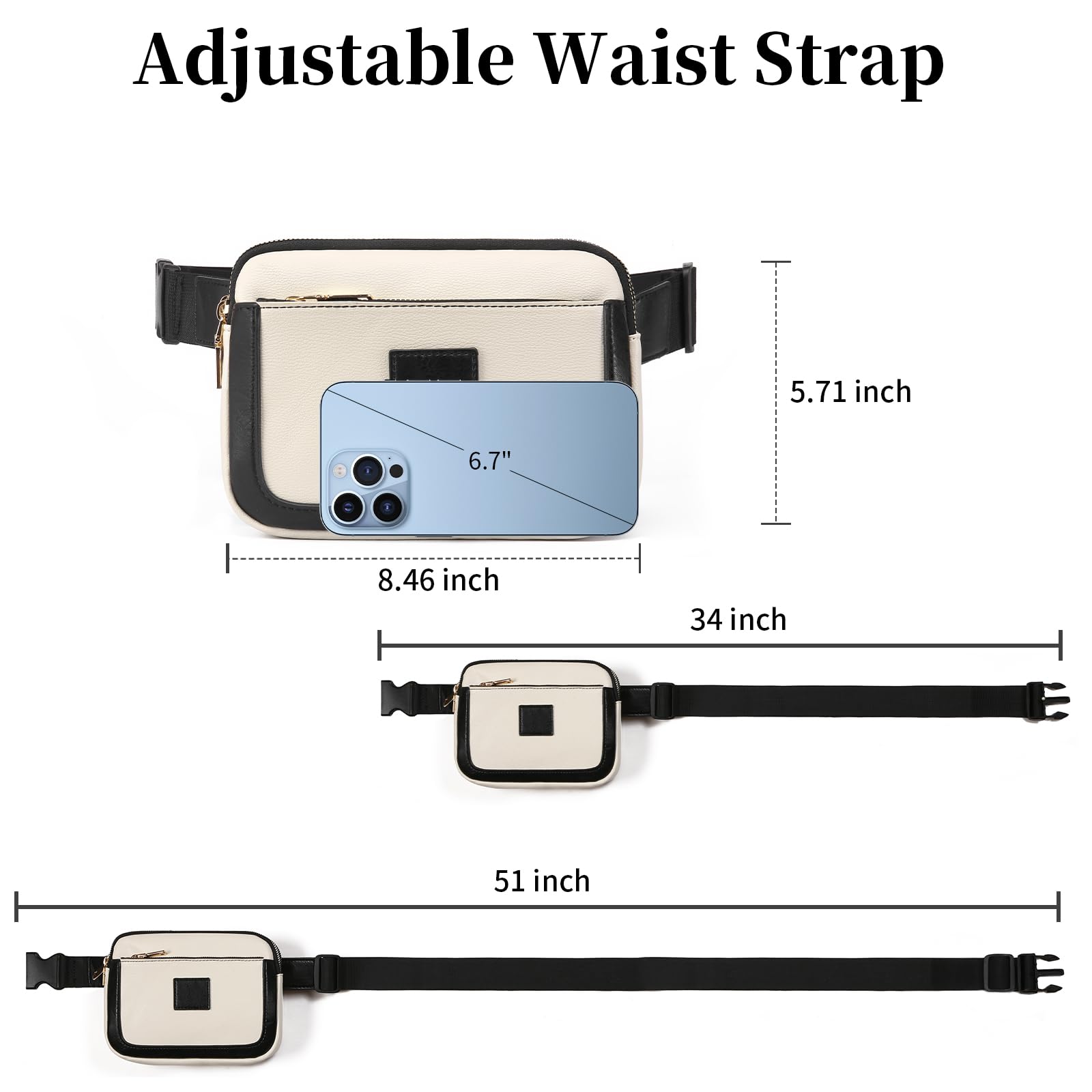 Women's Leather Fanny Pack - Adjustable Crossbody Waist Bag for Travel, Running & Everyday Use | Fashionable Belt Bum Bag with Strap