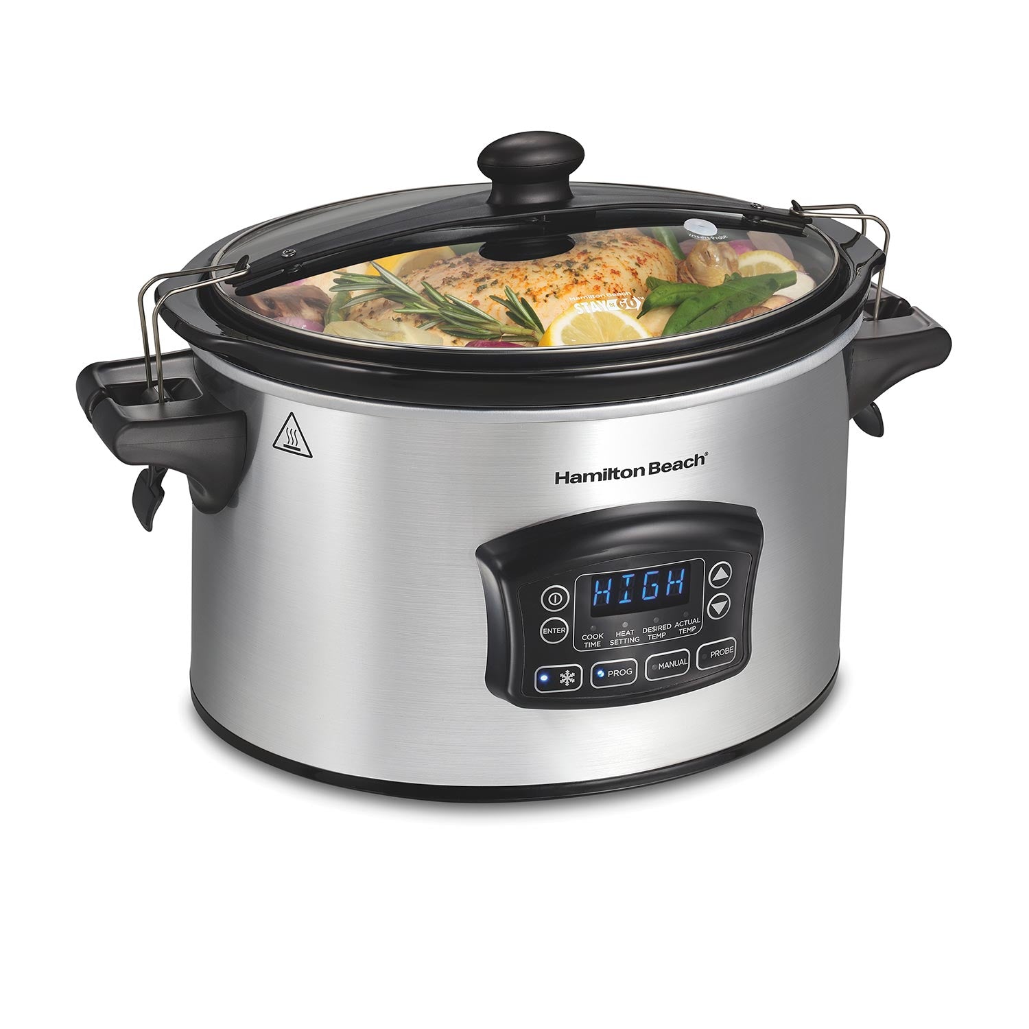 Hamilton Beach 33769C Set & Forget 6-Quart Programmable Slow Cooker with Auto-Temperature Control - Perfect for Family Dinners, Potlucks & Meal Prep