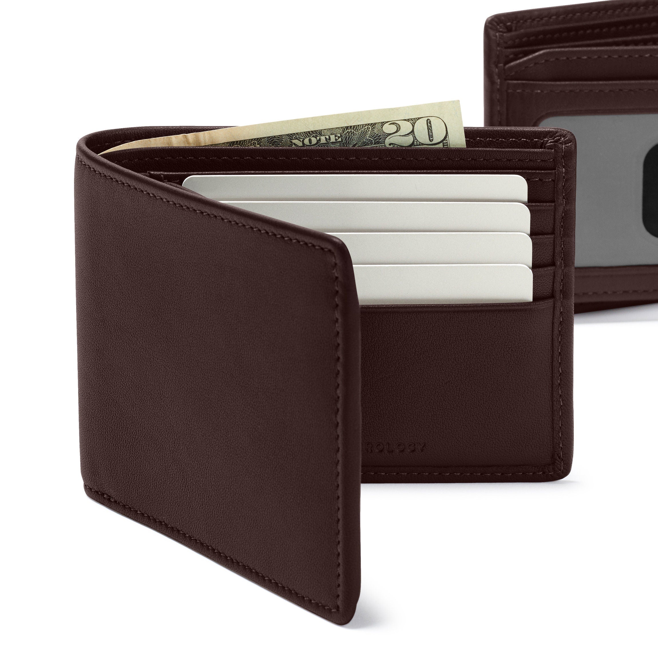 RFID Blocking Bifold Leather Wallet with Flap - Premium Brown Genuine Leather for Men - Perfect for Everyday Use, Travel & Business