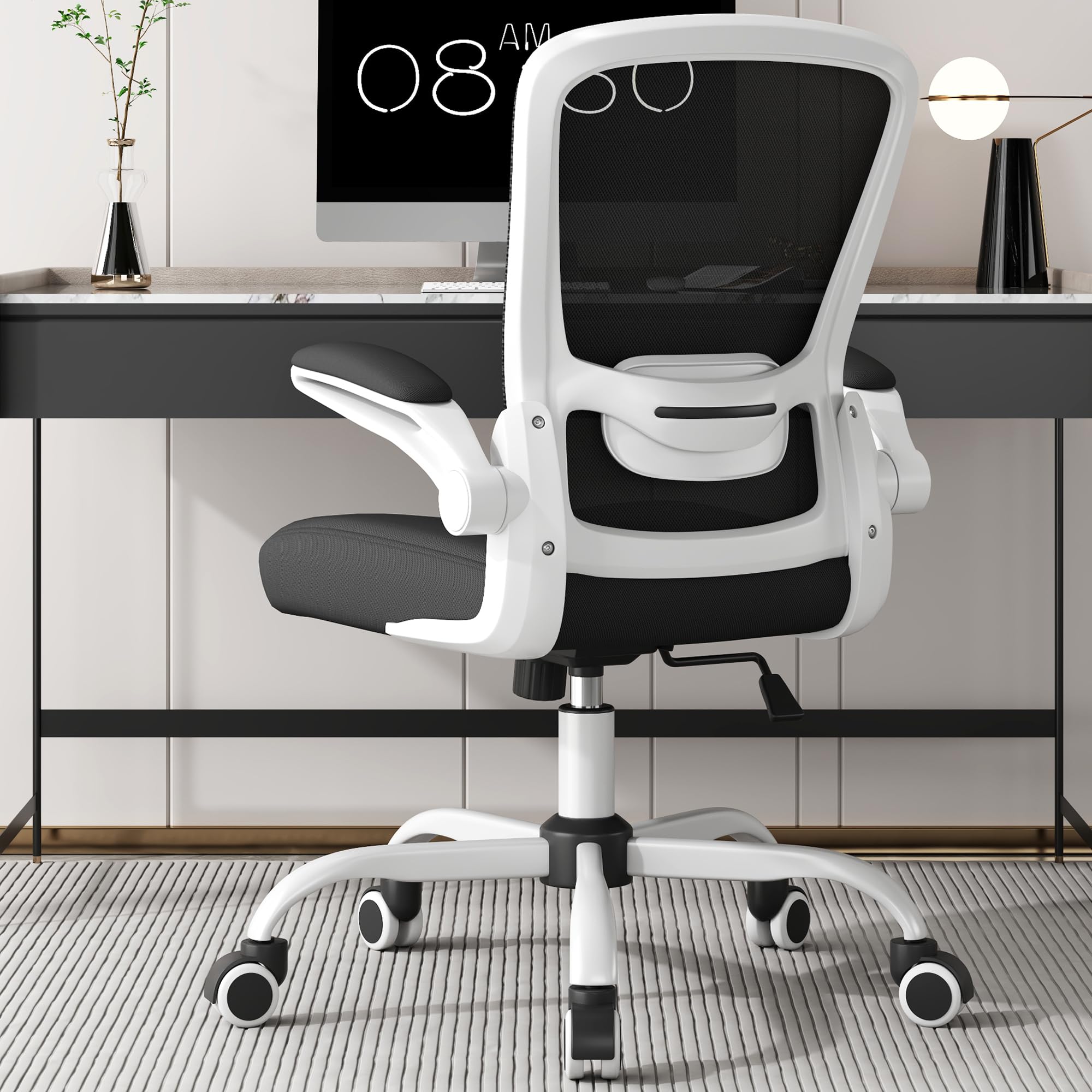 Ergonomic Office Chair with Adjustable Lumbar Support - High Back Mesh Computer Desk Chair with Flip-Up Armrests - BIFMA Certified Executive Task Chair for Home Office & Workspace - Perfect for Long Hours of Comfortable Sitting