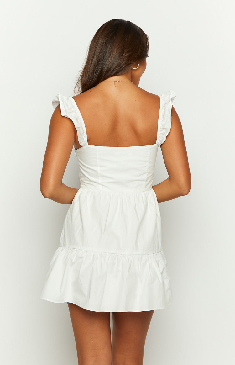 Adair White Mini Dress - Women's Short Sleeve Party Cocktail Dress for Summer, Night Out & Special Occasions | Flattering A-Line Fit, Comfortable & Stylish
