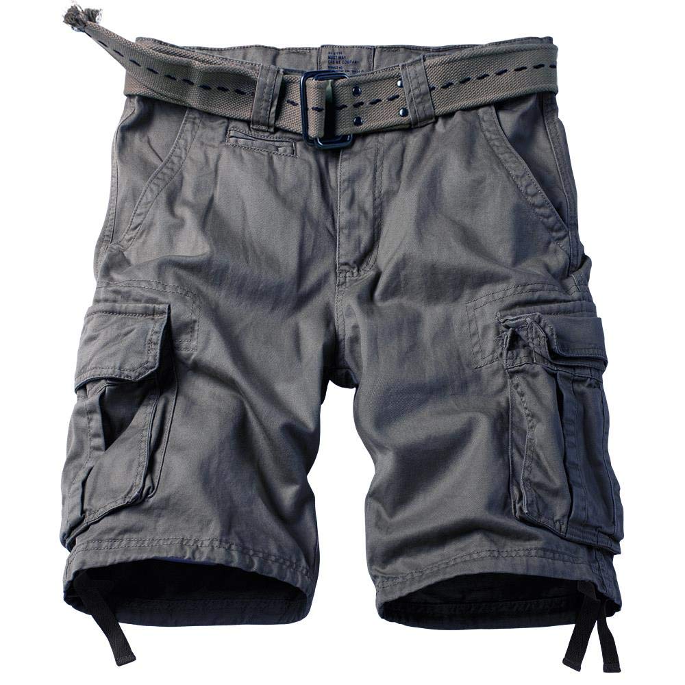 AKARMY Men's Camo Cargo Shorts - Military Style Outdoor Shorts with Multiple Pockets, Breathable Cotton Fabric, No Belt Needed - Perfect for Hiking, Camping & Casual Wear