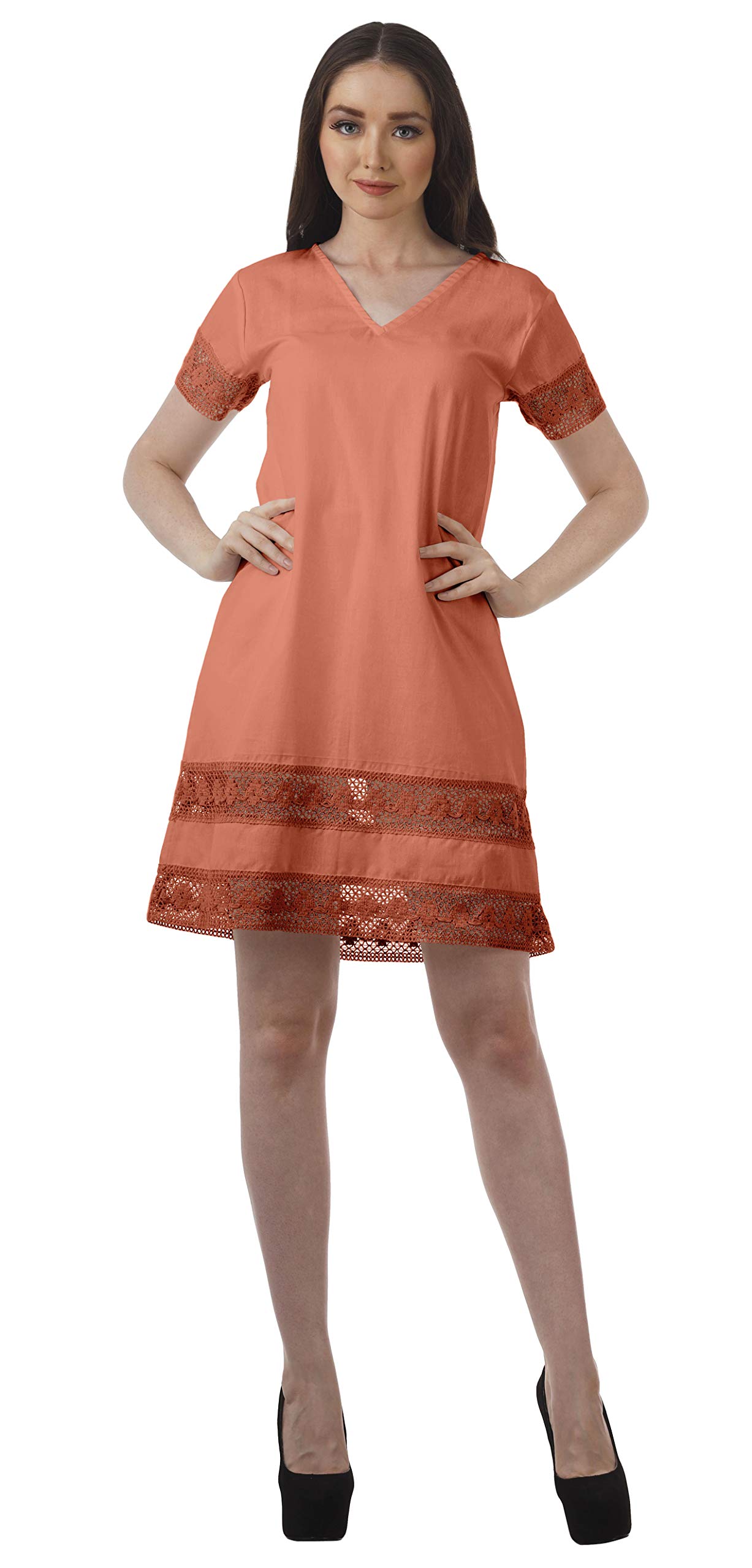 Plus Size Women's Cotton Beach Dress - Moomaya Solid Summer Outfit for Ladies | Comfortable & Stylish for Vacations, Pool Parties & Tropical Getaways
