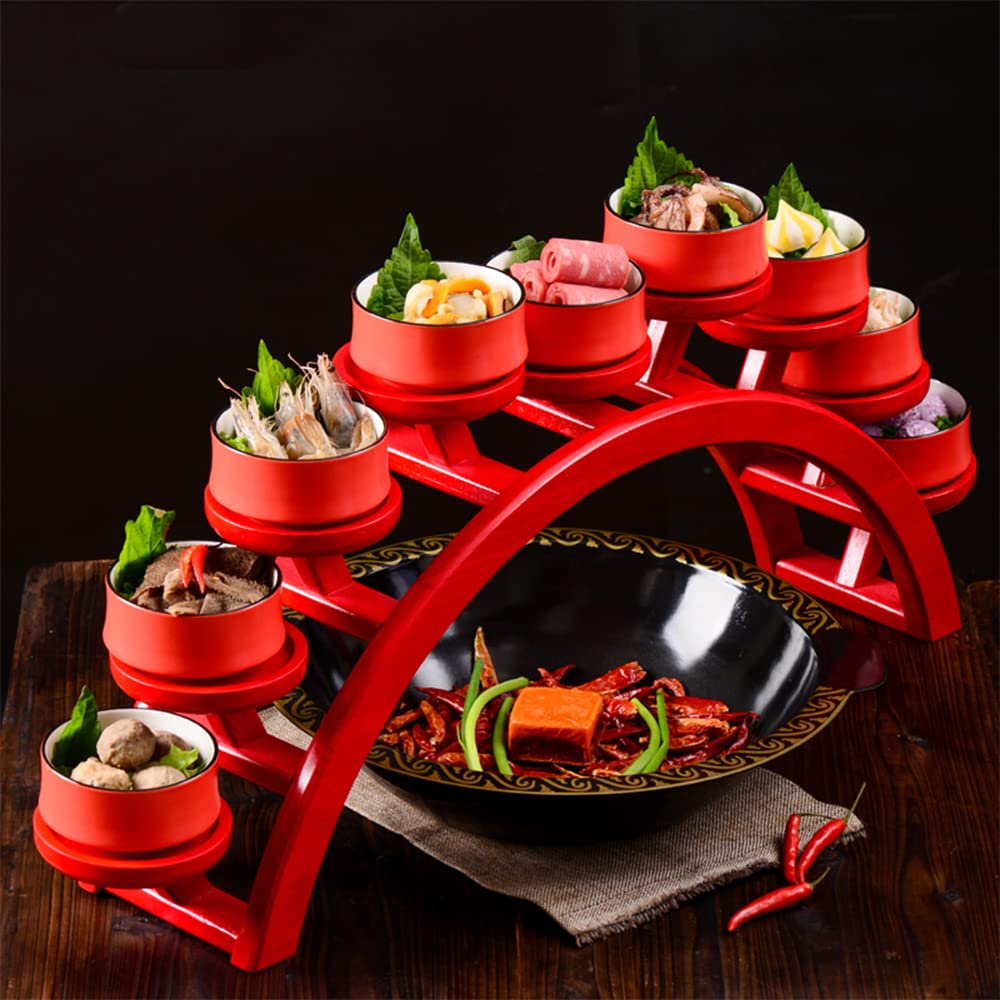 Japanese Style Stepped Sushi Plate - Small Wooden Sushi Serving Tray with Arch Bridge Design for Appetizers, Snacks & Party Food Displays | Perfect for Sushi Bars, Home Entertaining & Japanese Themed Events