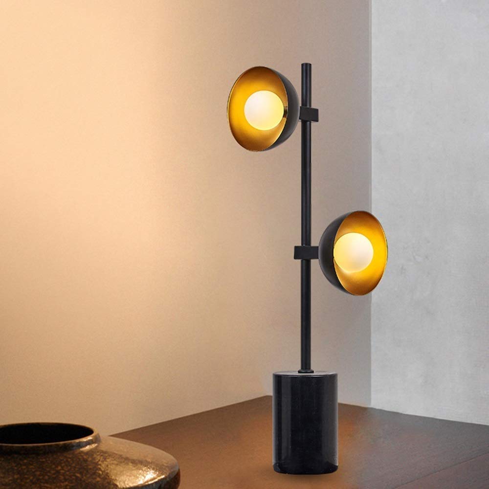 Modern 2-Light LED Desk Lamp - Simple Creative Iron Art Table Lamp for Living Room, Bedroom & Dining Decor - E27 Edison Bulb Compatible - Perfect for Reading, Working & Ambient Lighting