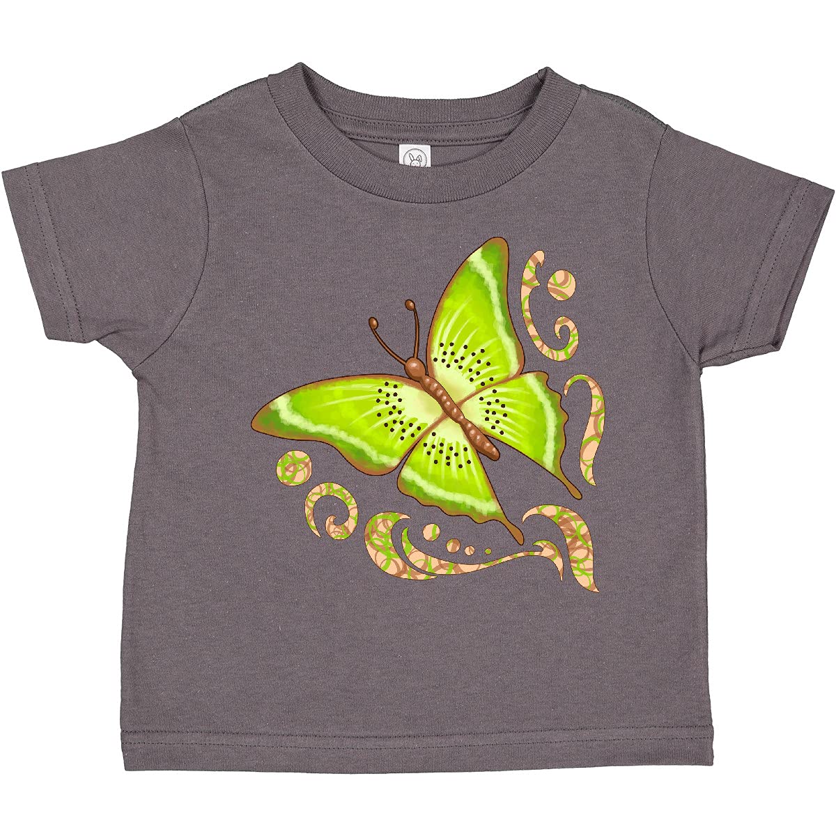 Inktastic Kiwi Butterfly Toddler T-Shirt - Cute Fruit & Butterfly Graphic Tee for Baby Boys & Girls - Soft Cotton Short Sleeve Shirt for Playdates, Daycare & Summer Outfits