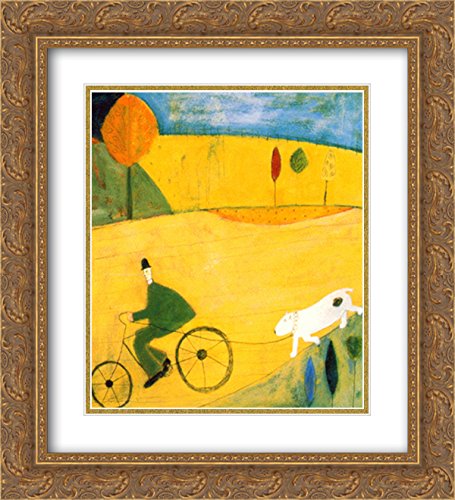 Annora Spence Walking The Dog 2X Matted 20x24 Gold Ornate Framed Art Print - Perfect for Living Room, Bedroom & Office Wall Decor
