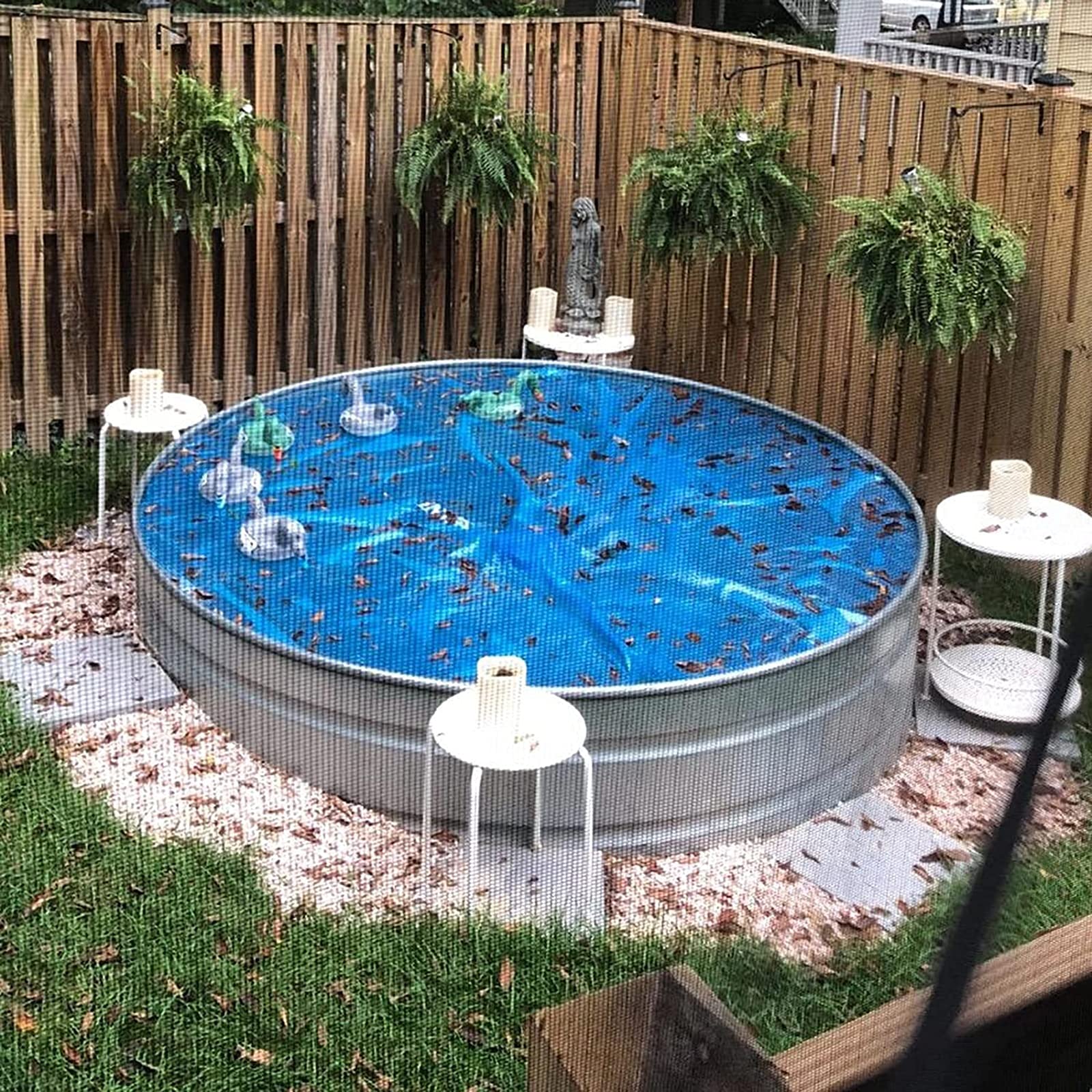 **Blue Solar Pool Cover - 6.6ft Round Bubble Heating Blanket for Inflatable Hot Tubs, Above & In-Ground Pools, Spas | Outdoor Patio Use | Energy Efficient & Durable**    *(Use Cases: Keeps water warm, reduces evaporation, protects from debris, ideal for backyards, patios, and pool parties.)*