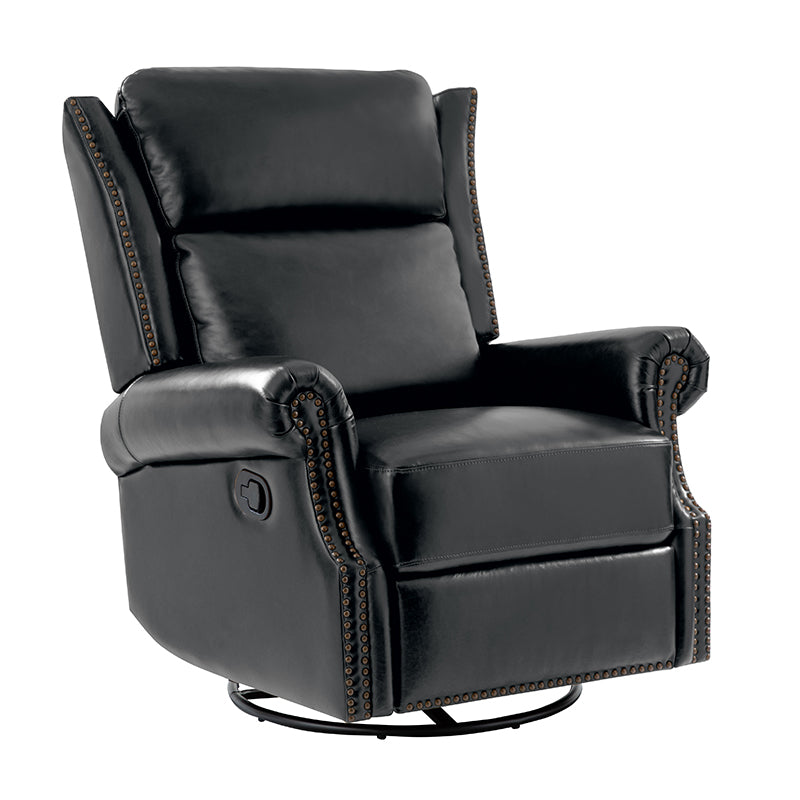 Martina Genuine Leather Manual Swivel Glider Recliner Chair - Comfortable Living Room Seating for Relaxing, Reading & Nursing