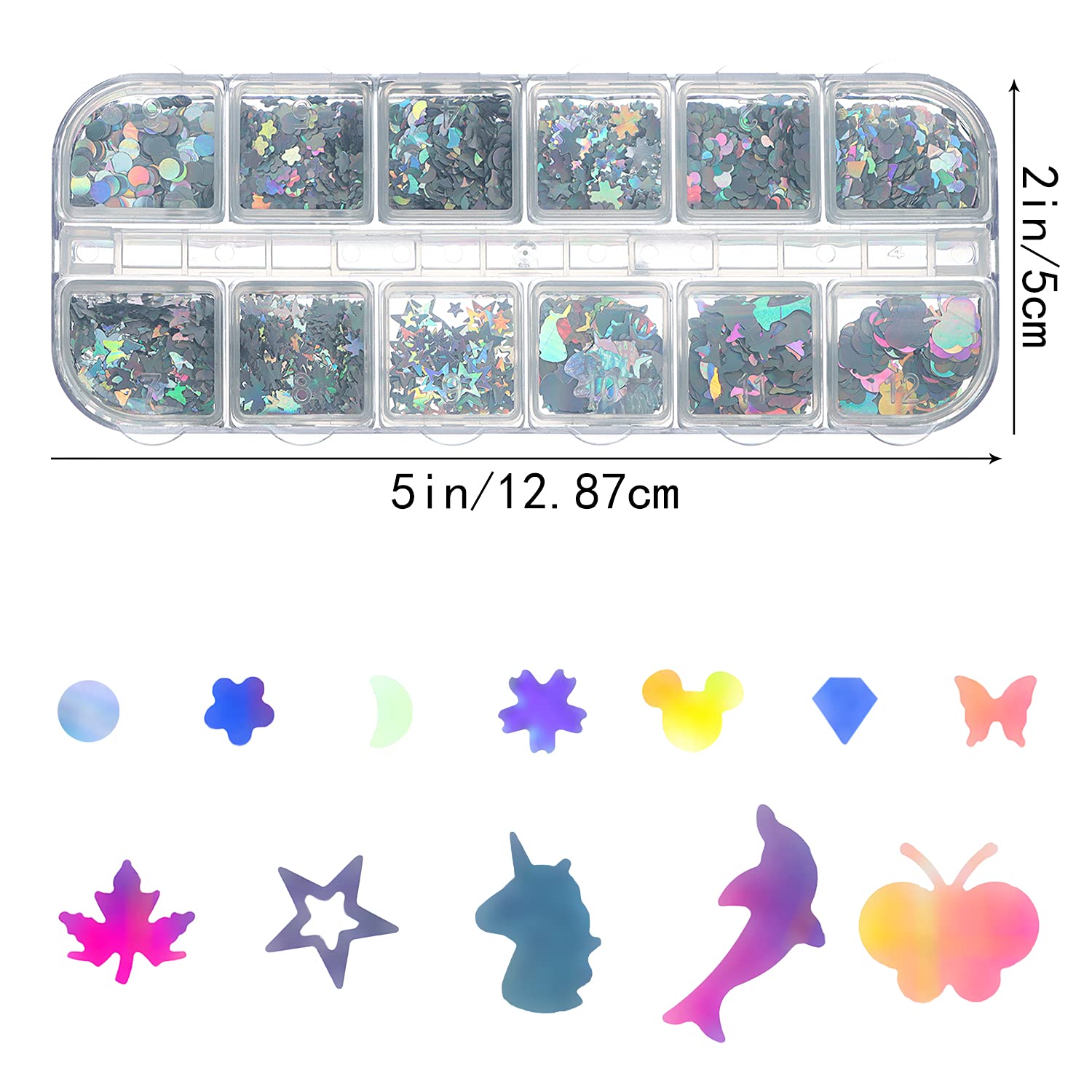 Holographic Butterfly Nail Art Sequins - Sparkly Flakes & Glitter Stickers for Nail Decoration | DIY Manicure, Party & Festival Nail Designs