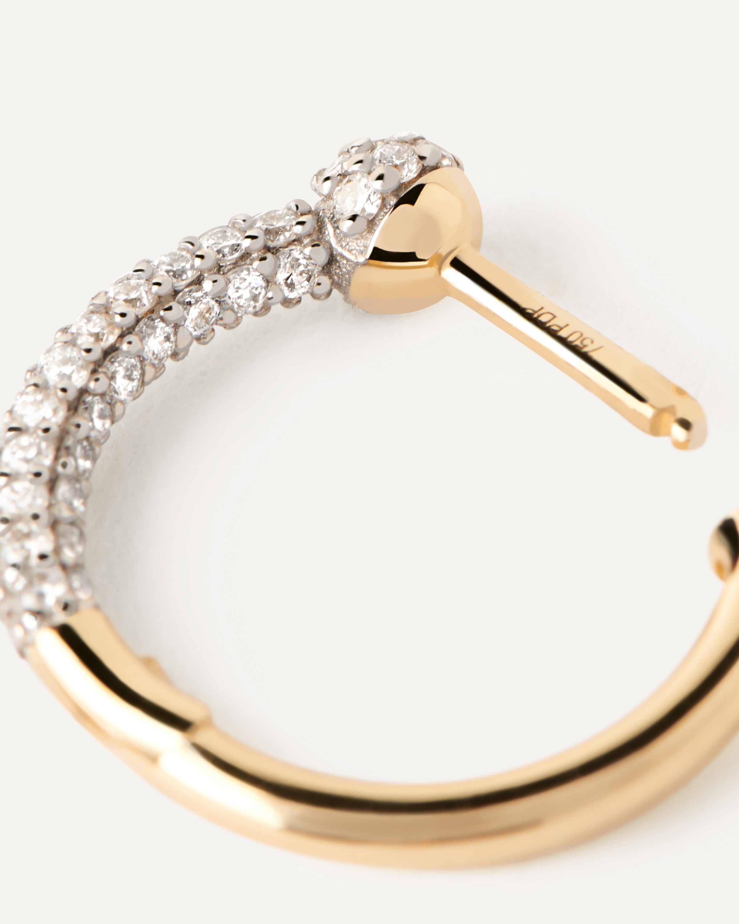 Diamond and Gold Chai Latte Single Hoop Earrings - Elegant Jewelry for Women, Perfect for Parties, Weddings & Everyday Wear