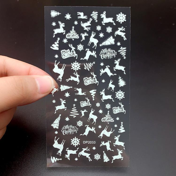 Festive Christmas Gold & Glow-in-the-Dark Nail Art Stickers - Holiday Party Nail Decals for Women, DIY Manicure Accessories (Perfect for Christmas Parties, Gift Giving & Festive Nail Designs)