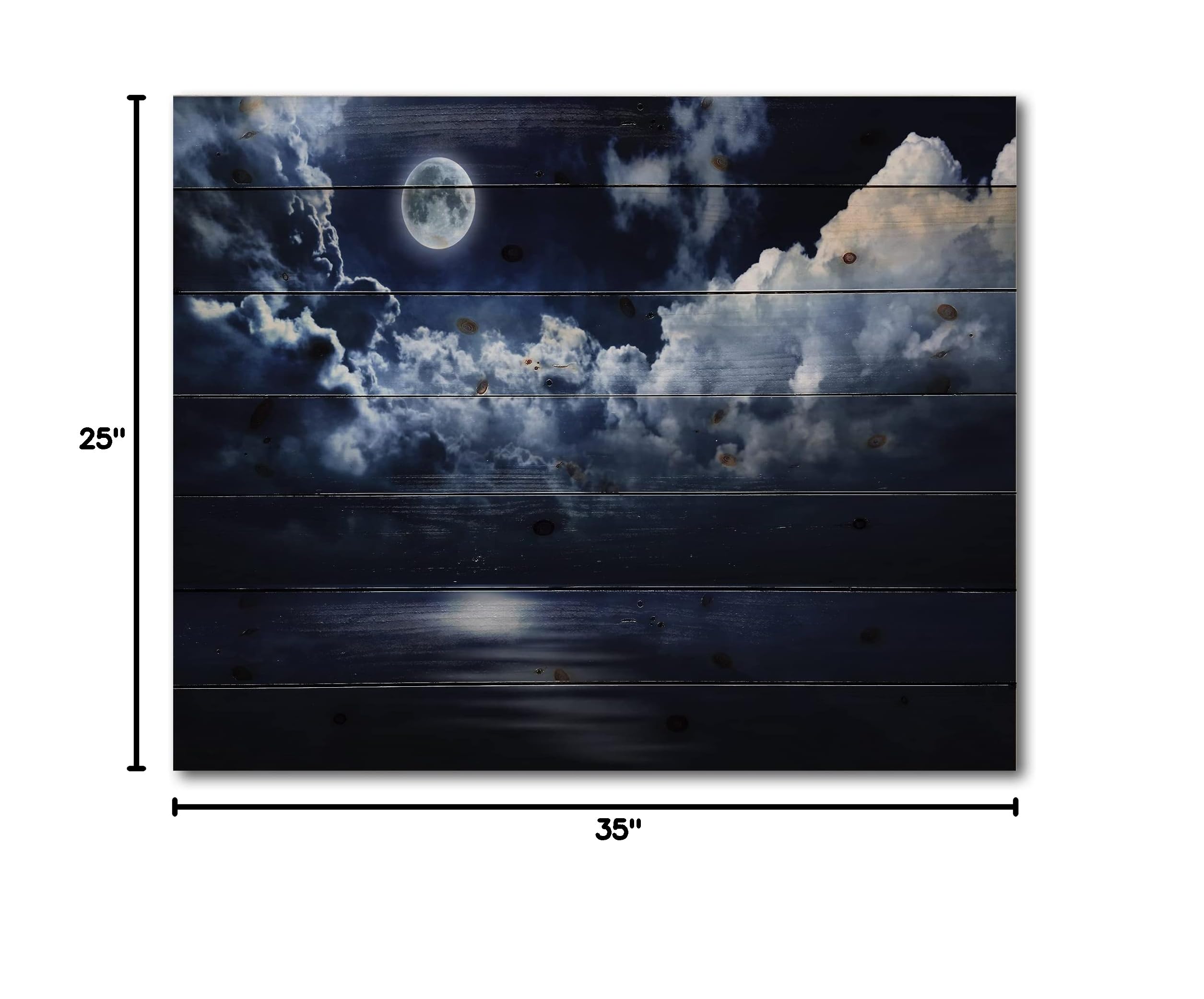 Full Moon Wood Wall Art - Modern Blue Astronomy Decor for Living Room