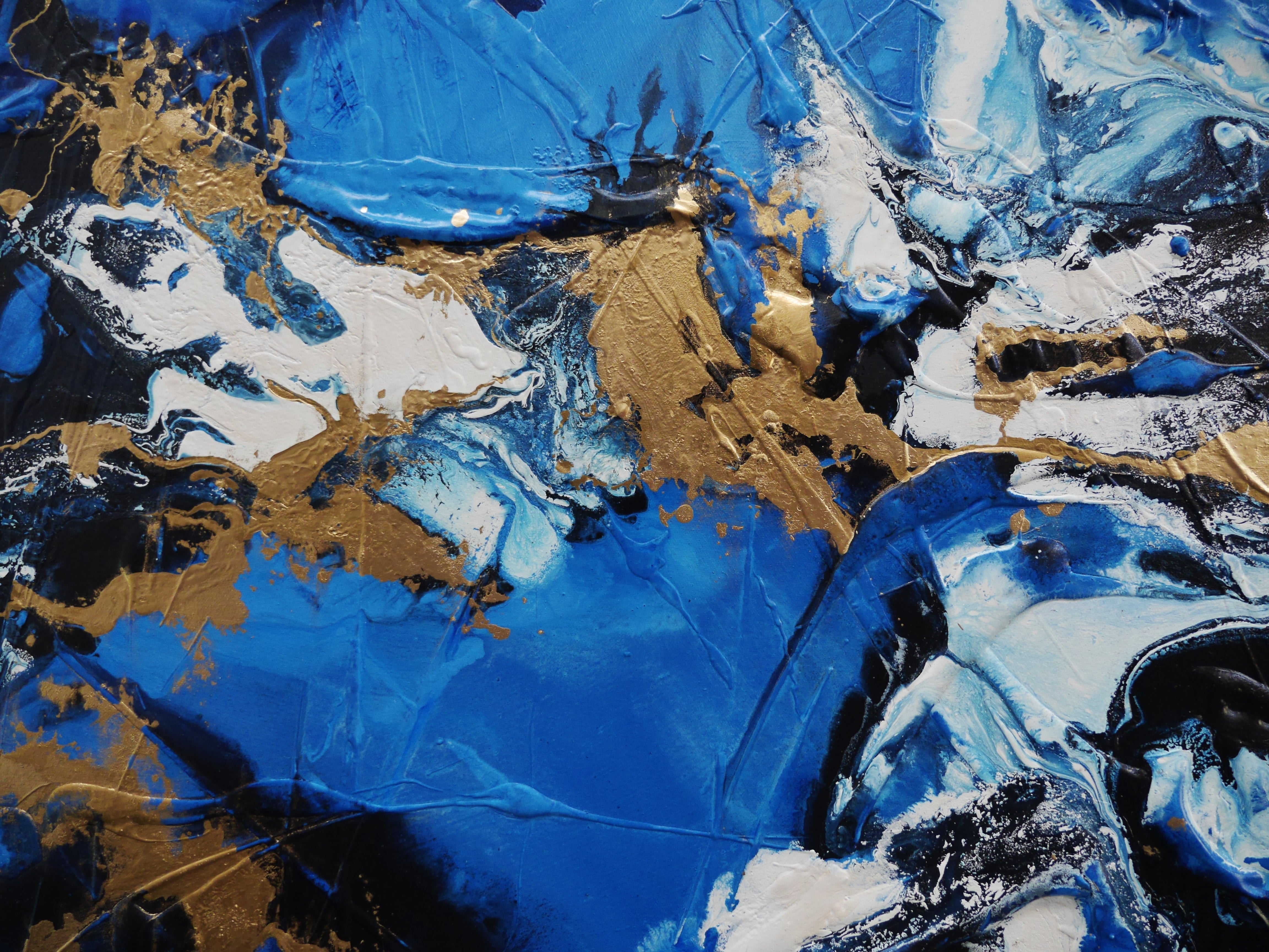 Blue Bronze Textured Abstract Painting - 200cm x 120cm Sapphire Bling Wall Art for Living Room, Bedroom & Office Decor | Modern Large Canvas Artwork