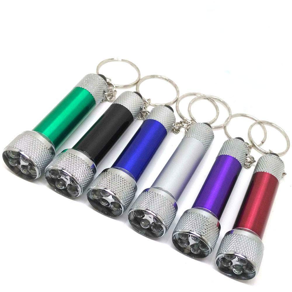 Onwon 6 Pack Mini LED Flashlights Keychain - Ultra Bright Pocket Torch with 5 Bulbs, Compact Handheld Light for Camping, Hiking, Emergencies, Kids Party Favors, Gift & Prize - Perfect for Outdoor Adventures, Power Outages & Nighttime Safety