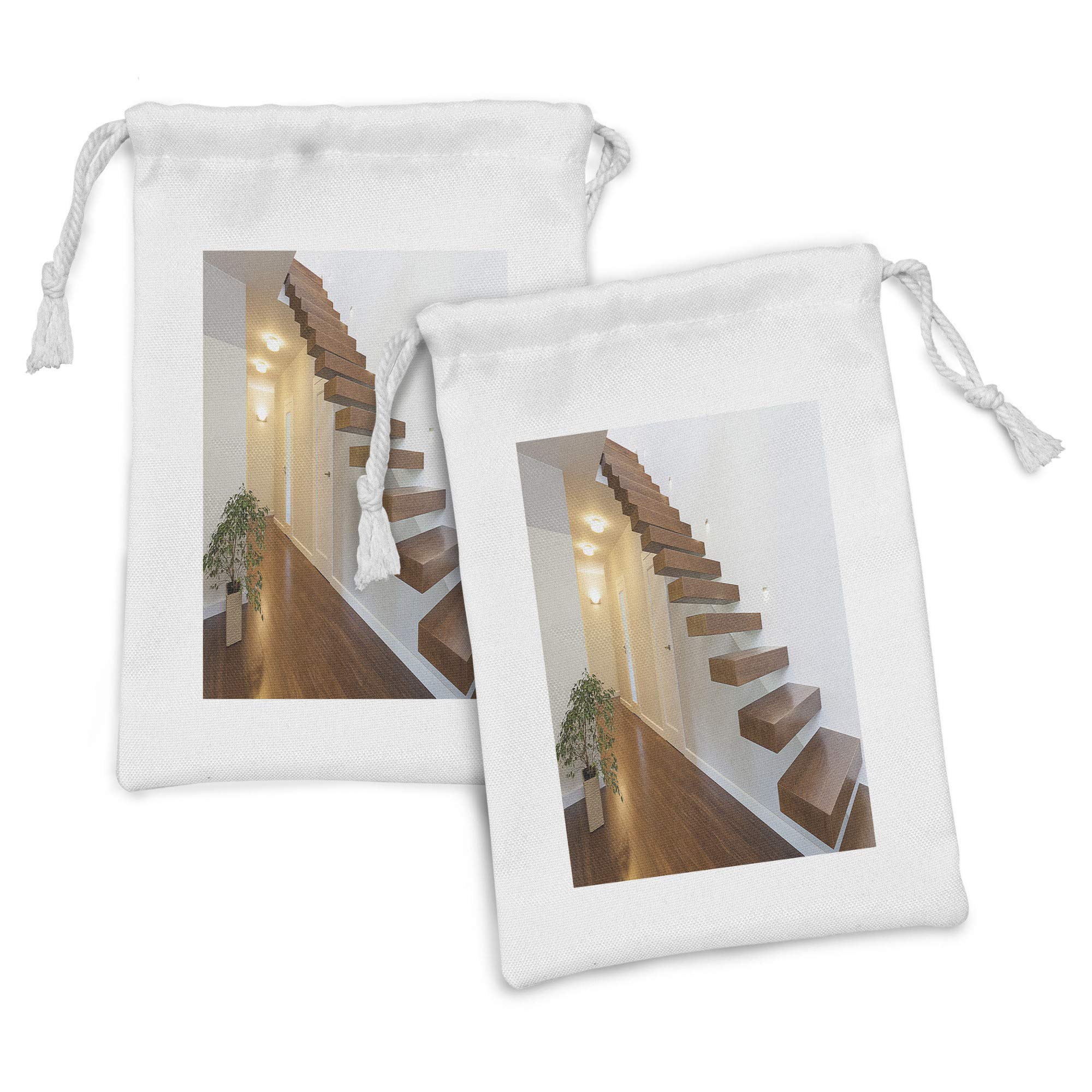 Ambesonne Modern Fabric Pouch Set of 2 - Small Drawstring Bags for Toiletries, Masks & Party Favors (9