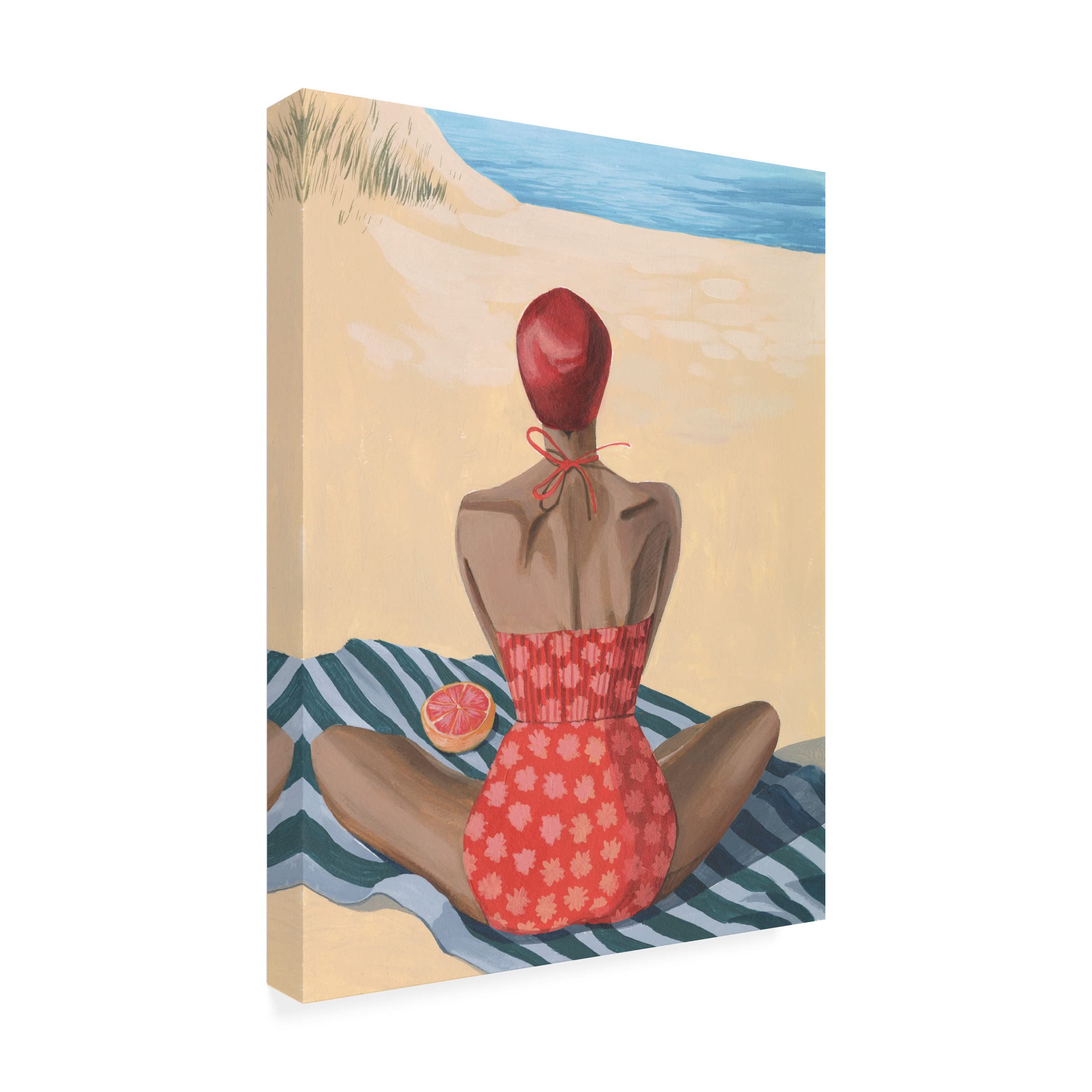 Grace Popp 'Pomello Beach II' Framed Canvas Wall Art - Modern Coastal Painting for Living Room, Bedroom & Office Decor