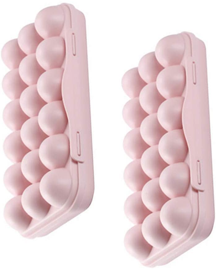 TGOPIT 18-Grid BPA-Free Plastic Egg Holder for Refrigerator - Stackable Fridge Organizer with Lid, Space-Saving Egg Storage Container (Pink) - Perfect for Kitchen Organization, Breakfast Meal Prep & Refrigerator Storage Solutions