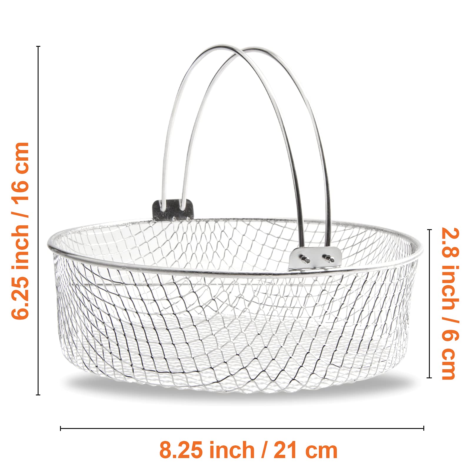 Stainless Steel Air Fryer Basket & Steamer Basket for Instant Pot 6Qt 8Qt - 8 Inch 304 Stainless Steel Mesh Basket with Handle - Perfect for Frying, Steaming, Roasting & Healthy Cooking Accessories
