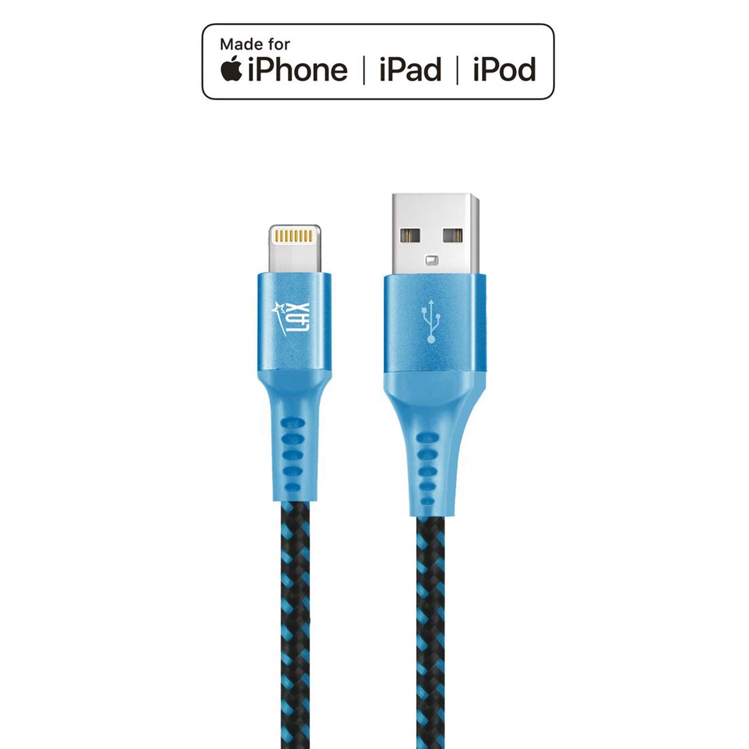 MFi Certified iPhone Charger Cable - Durable Braided Lightning to USB Cable for iPhone 14/13/12/11/XS/XR/X/8/7, iPad & iPod - Fast Charging & Data Sync - Perfect for Home, Office & Travel