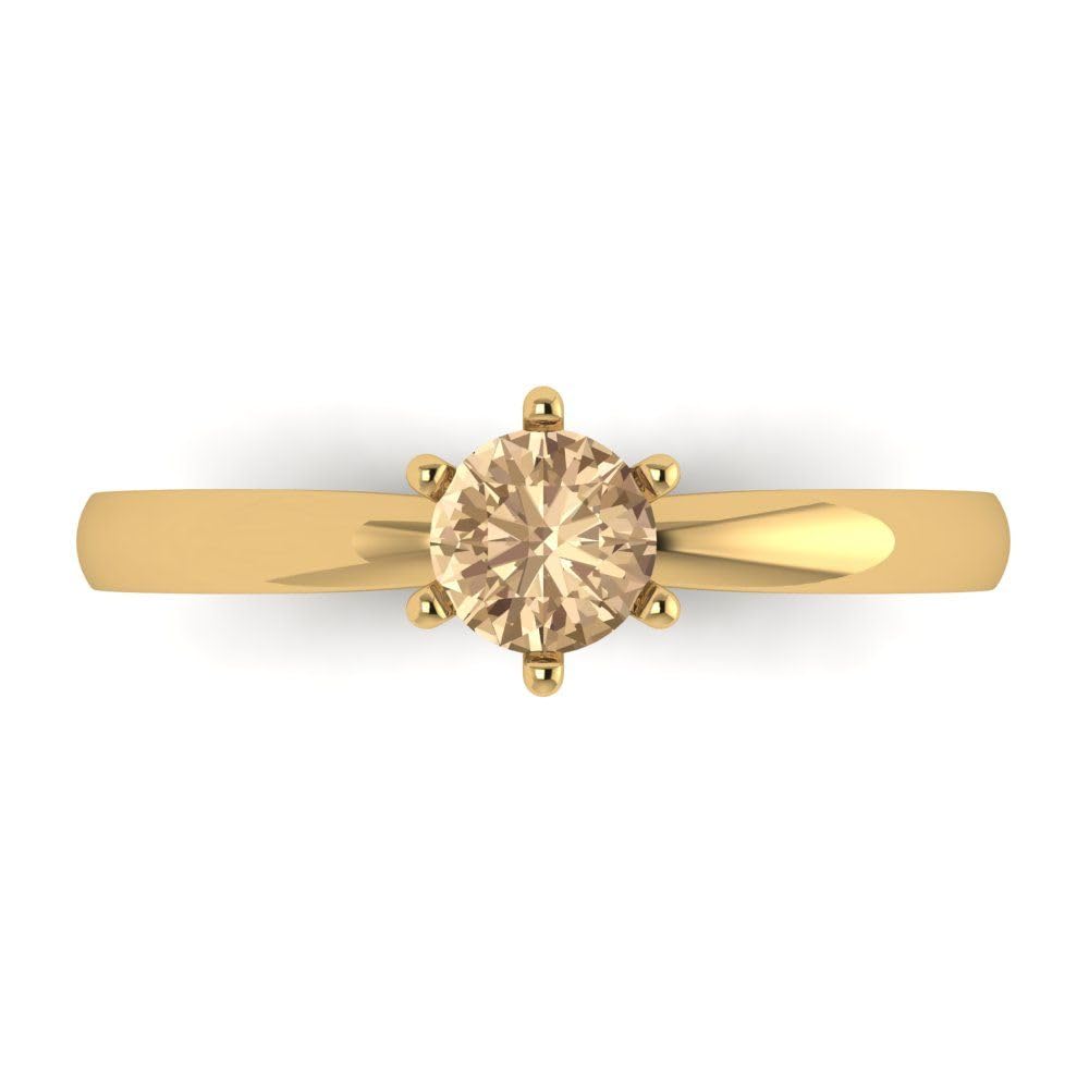 0.50 ct Round Cut Solitaire Yellow Moissanite Engagement Ring - 14K Yellow Gold Wedding Band for Women | Anniversary, Proposal, Bridal Jewelry Gift