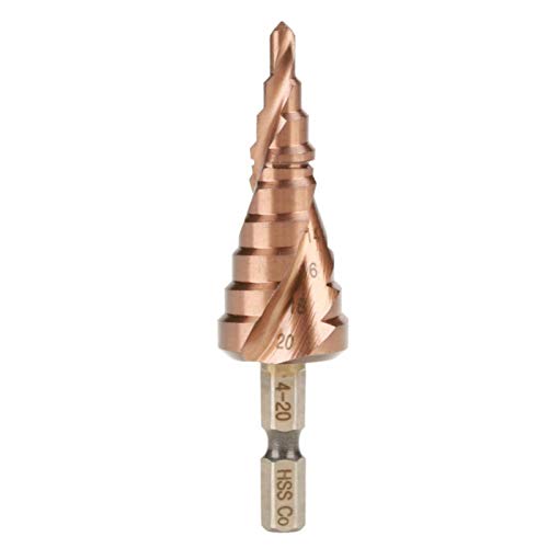 FTVOGUE Spiral Groove Step Drill Bit Set [4-20mm] - Hex Shank Cobalt High Speed Steel Cone Hole Cutter for Metal, Wood, Plastic - Perfect for DIY, Construction & Automotive Repair Projects
