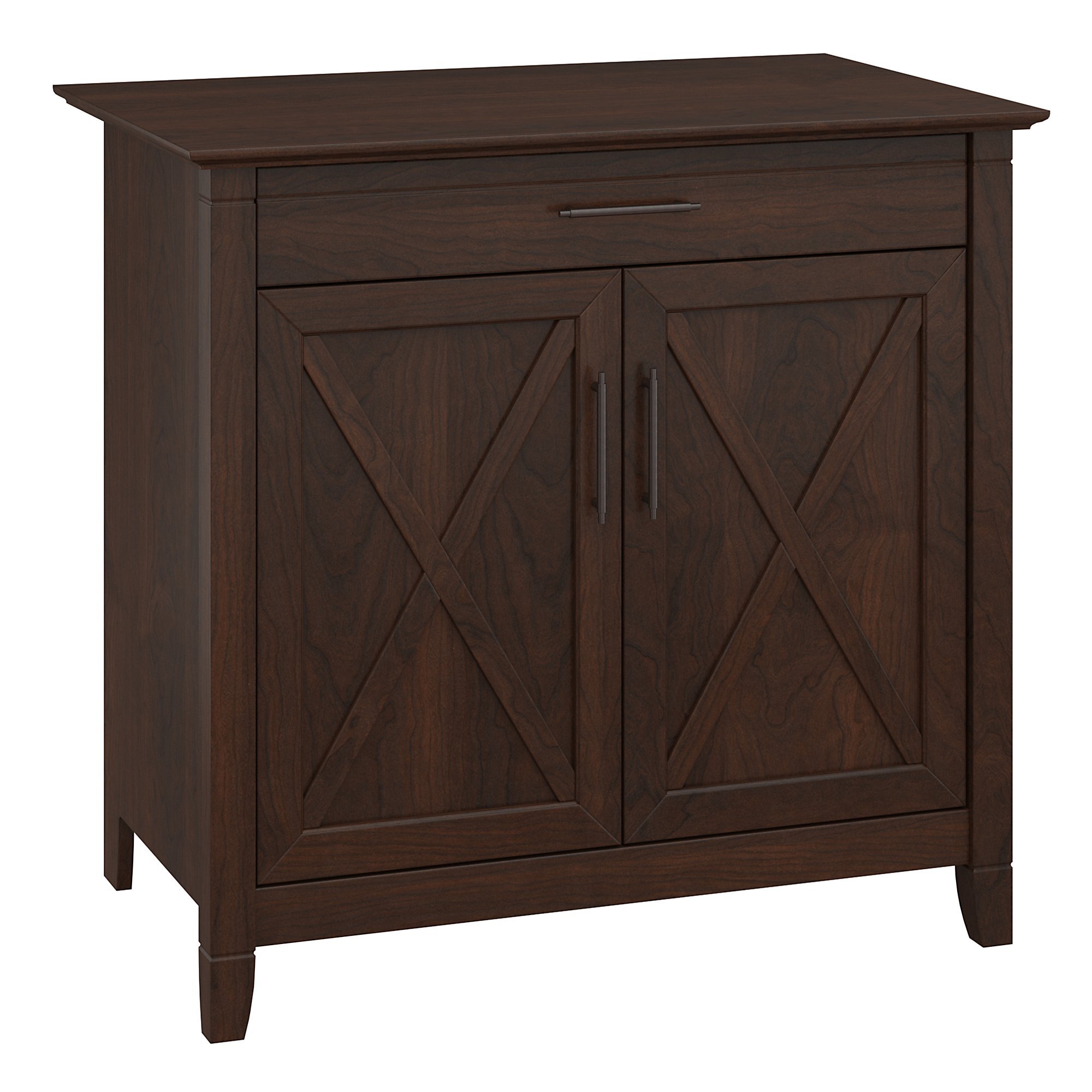 Bush Furniture Key West Secretary Hidden Home Office - Modern Farmhouse Writing Desk with Storage for Small Spaces in Bing Cherry Finish | Perfect for Home Office, Study Nook & Apartment Living