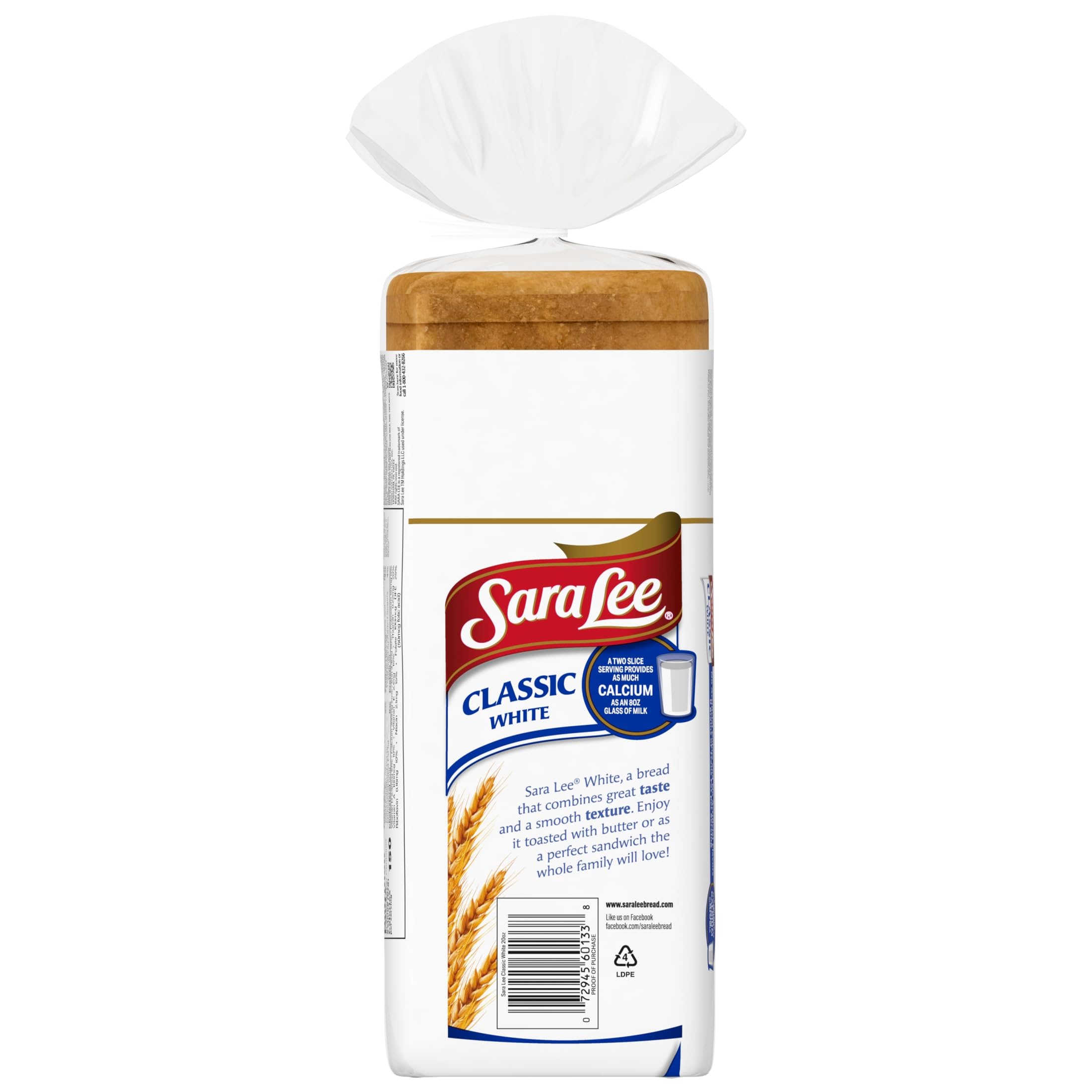 Sara Lee Classic White Sandwich Bread - 20 Oz Loaf, No Artificial Colors or Flavors | Perfect for Sandwiches, Toast & Family Breakfast