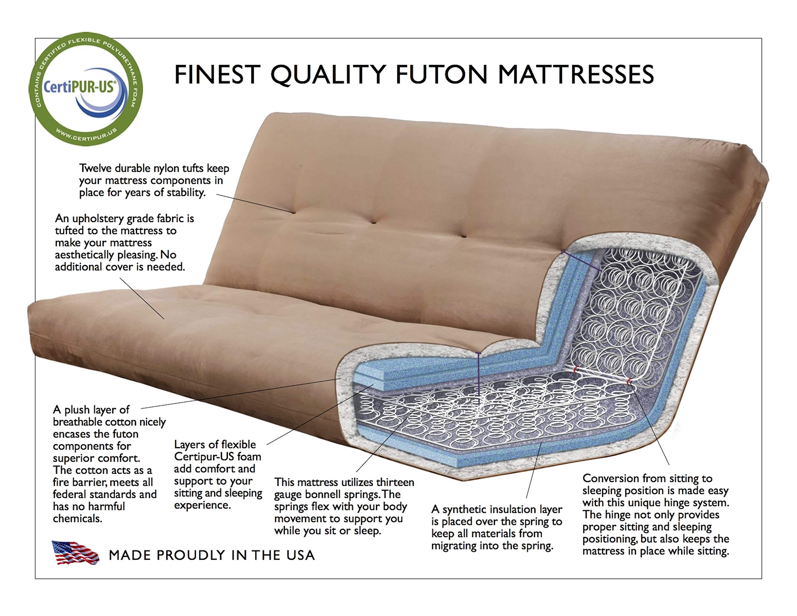 Kodiak Full Size Futon with Storage Drawers - Home & Office Use
